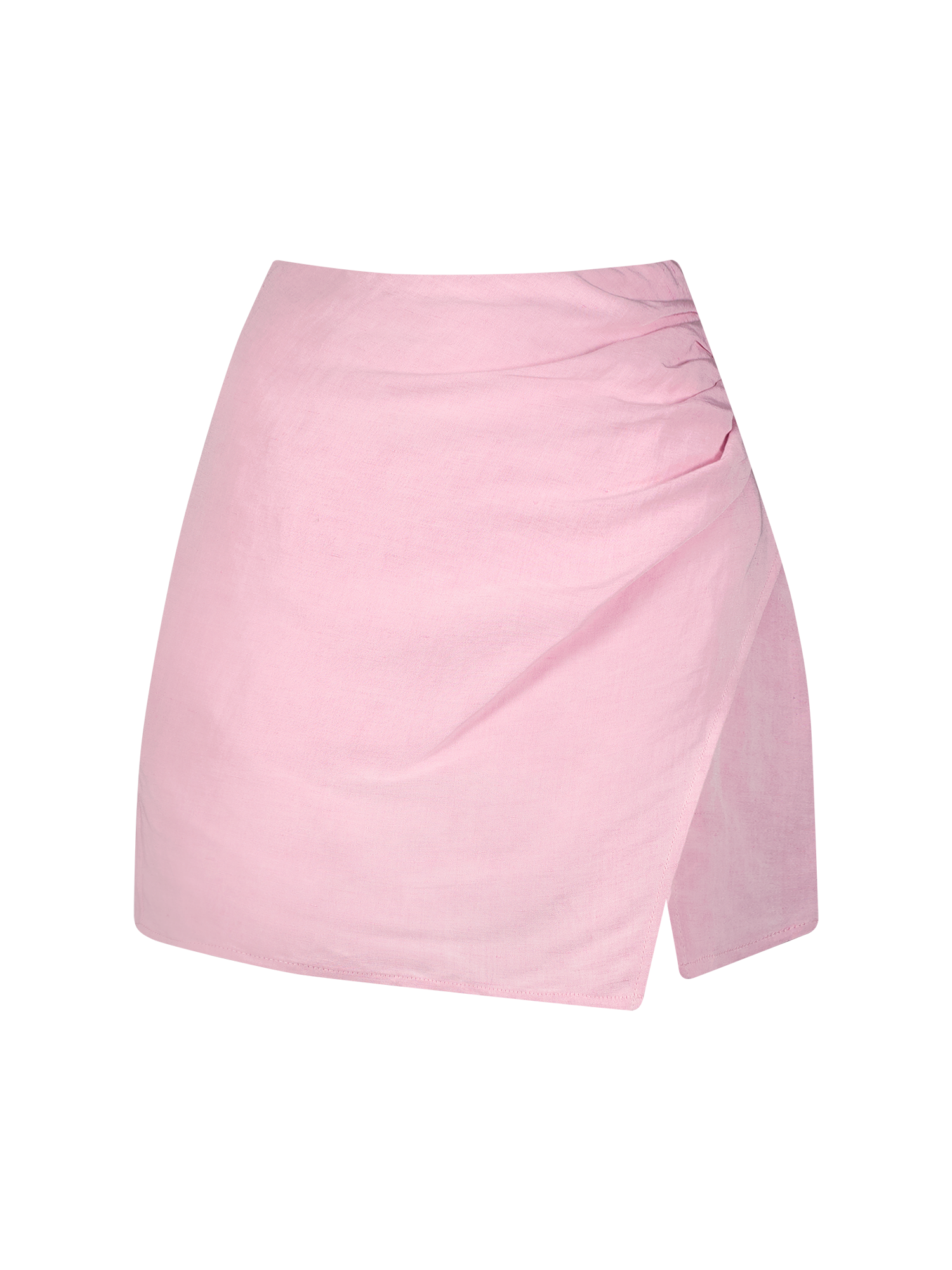 Wrap Draped Pink Viscose Mini Skirt