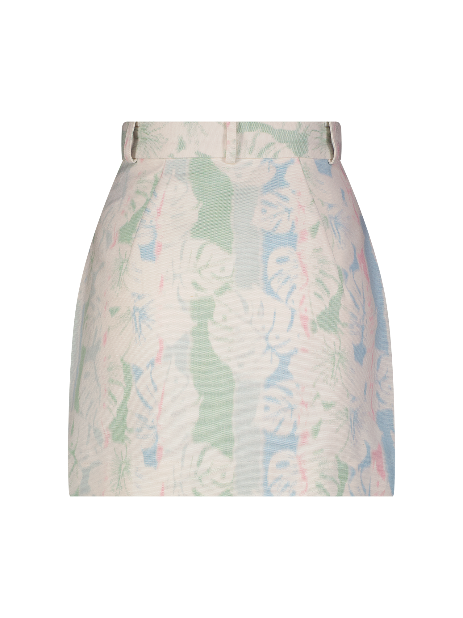 Tropical Printed Denim Mini Skirt