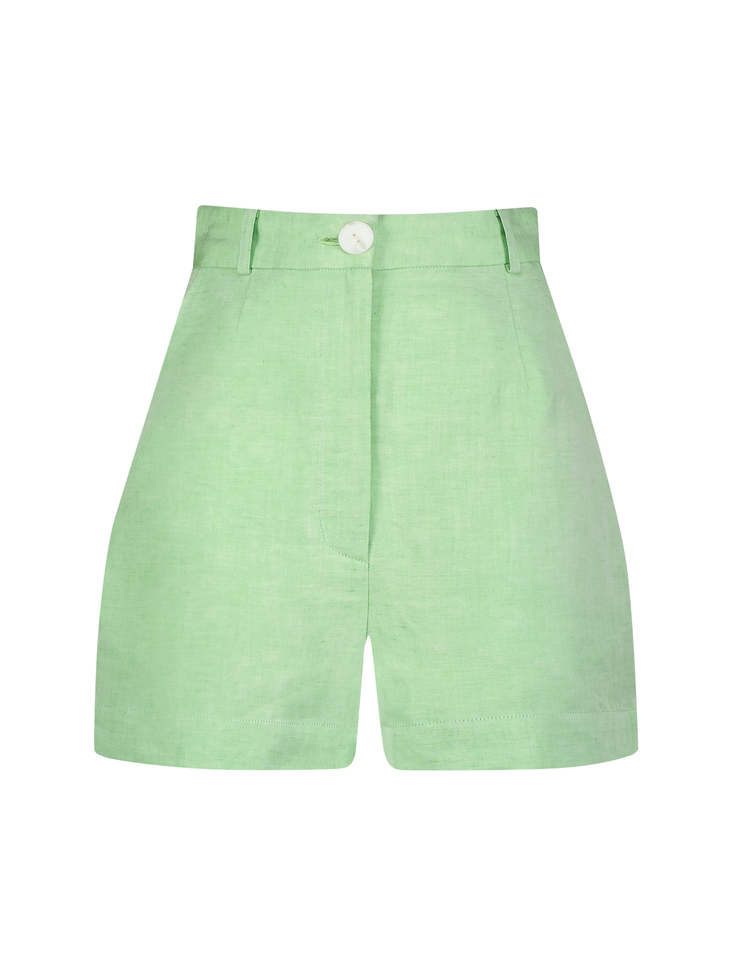 High-Waist Green Viscose Hot Short