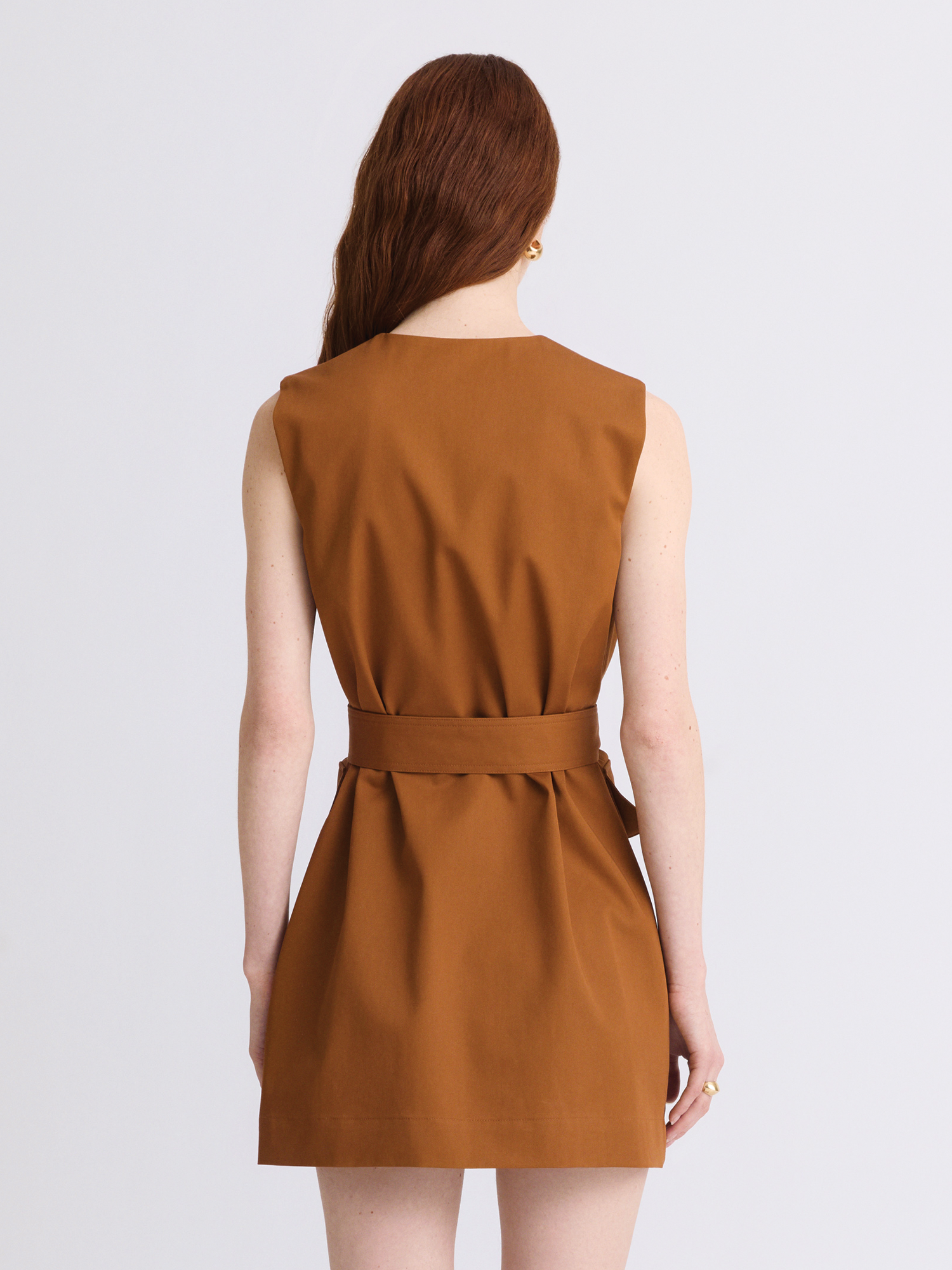 Safari Brown Vest Mini Dress Brown Cotton Twill / L Safari Brown Vest Mini Dress Brown Cotton Twill / L