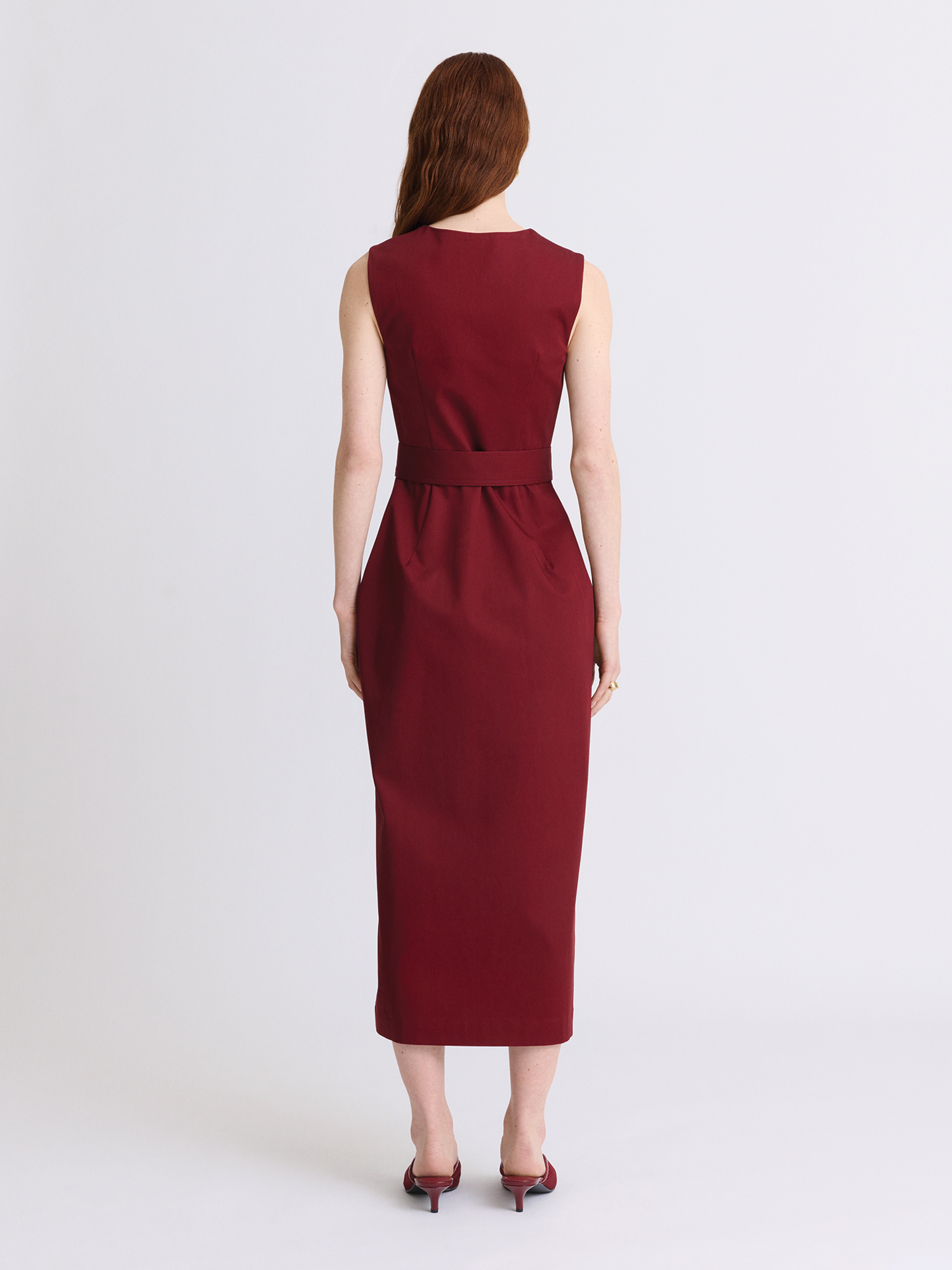 Apron Burgundy Cargo Midi Dress