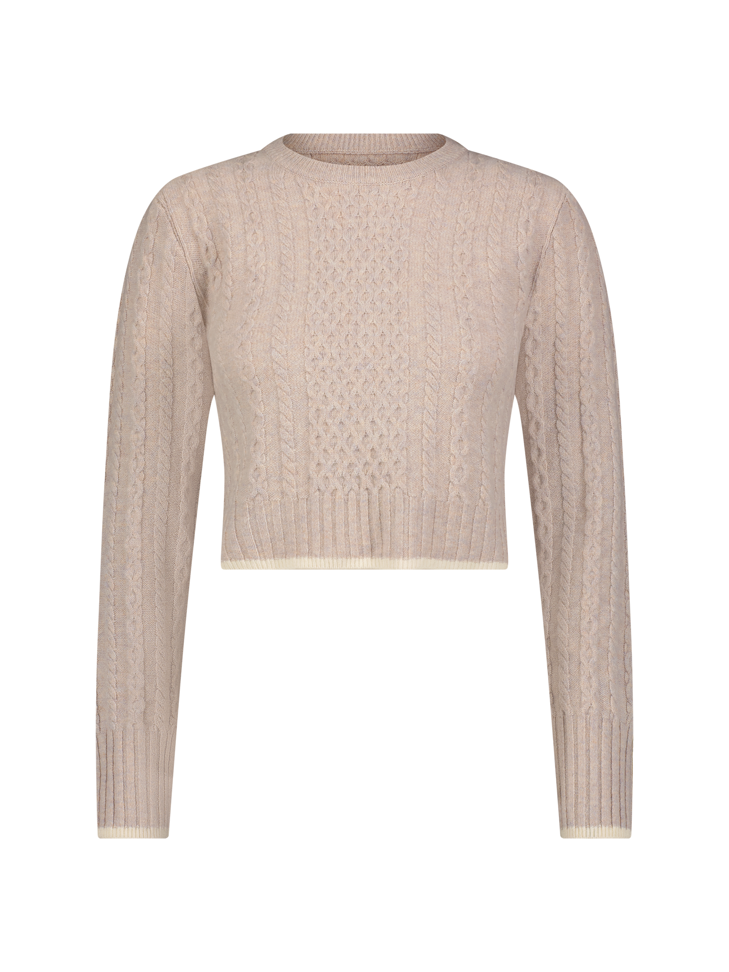 Cable Knit Camel Crew Neck Sweater