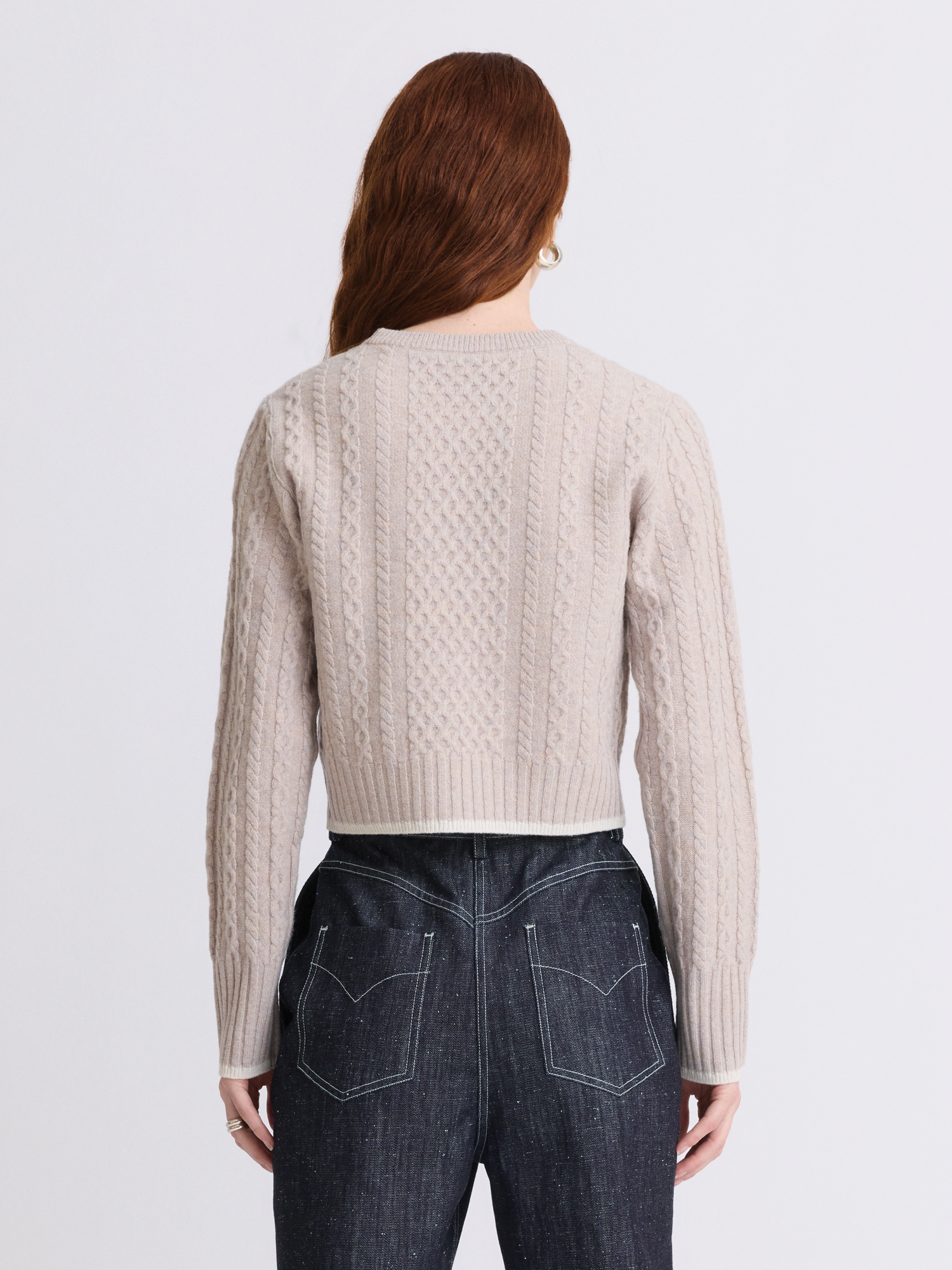 Cable Knit Camel Crew Neck Sweater