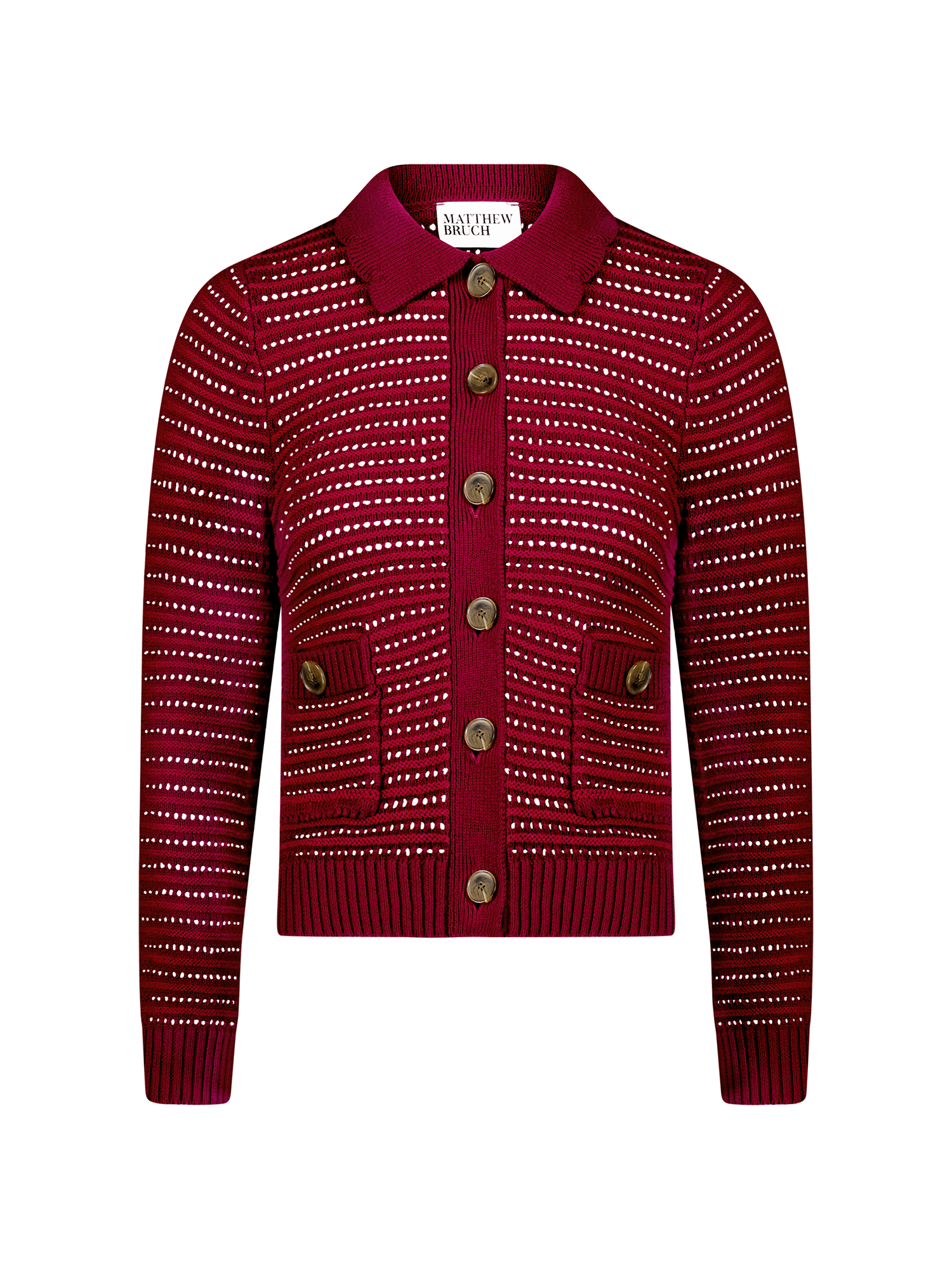 Striped Mesh Burgundy Cardigan