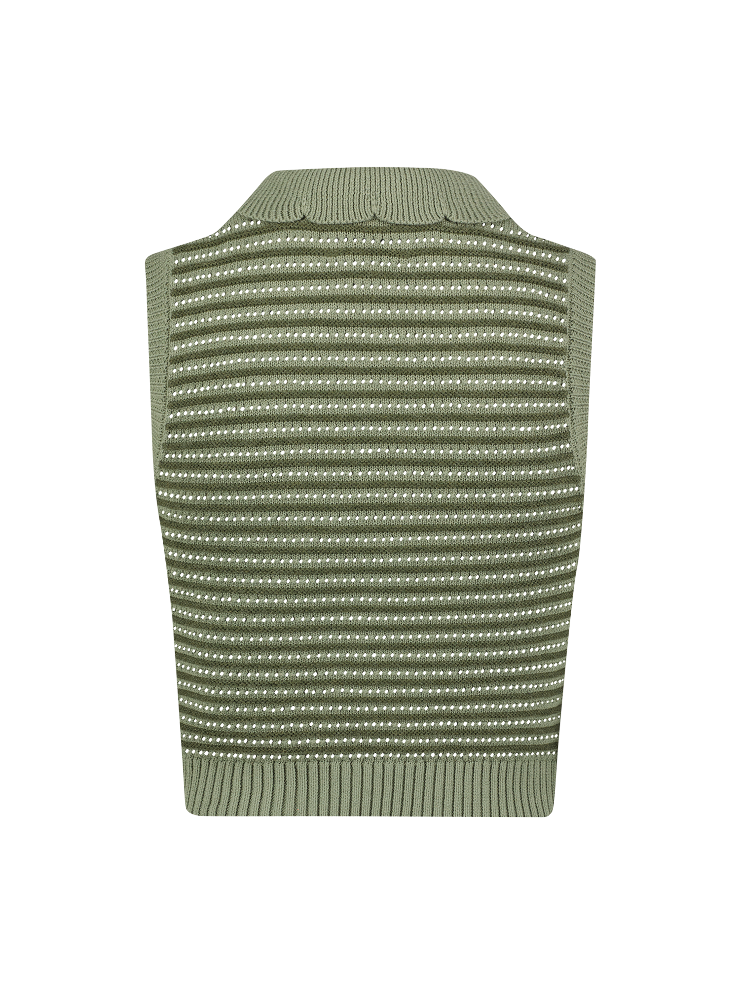 Striped Mesh Collared Sage Tank