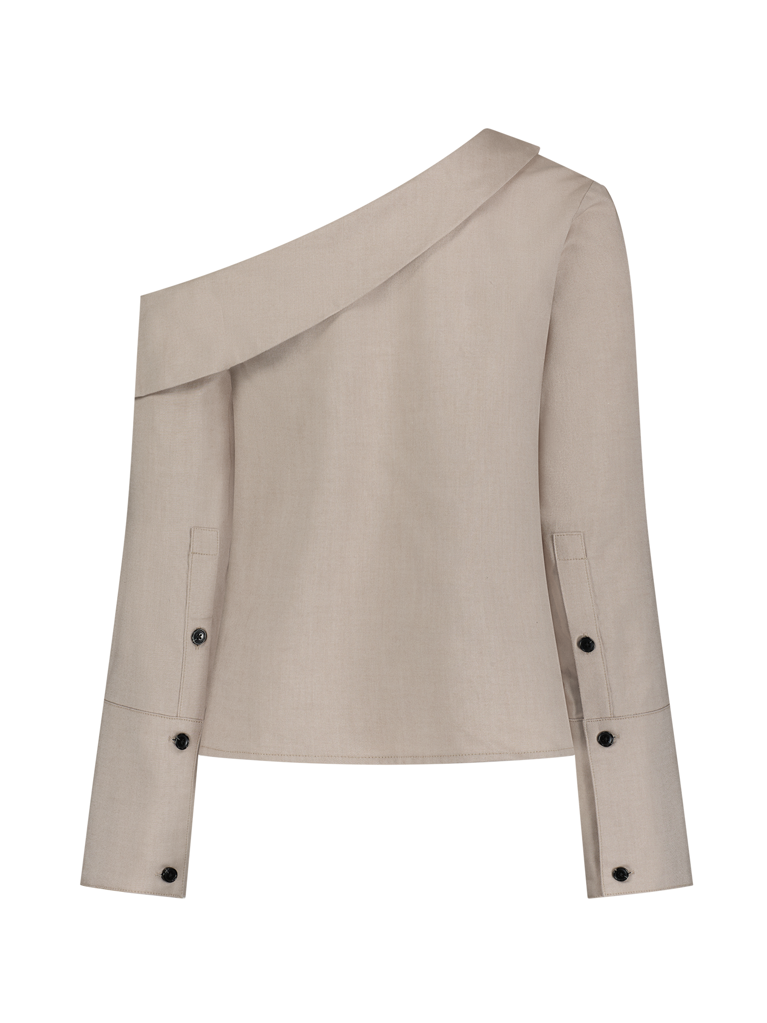 Draped Camel Flannel Long Sleeve Blouse