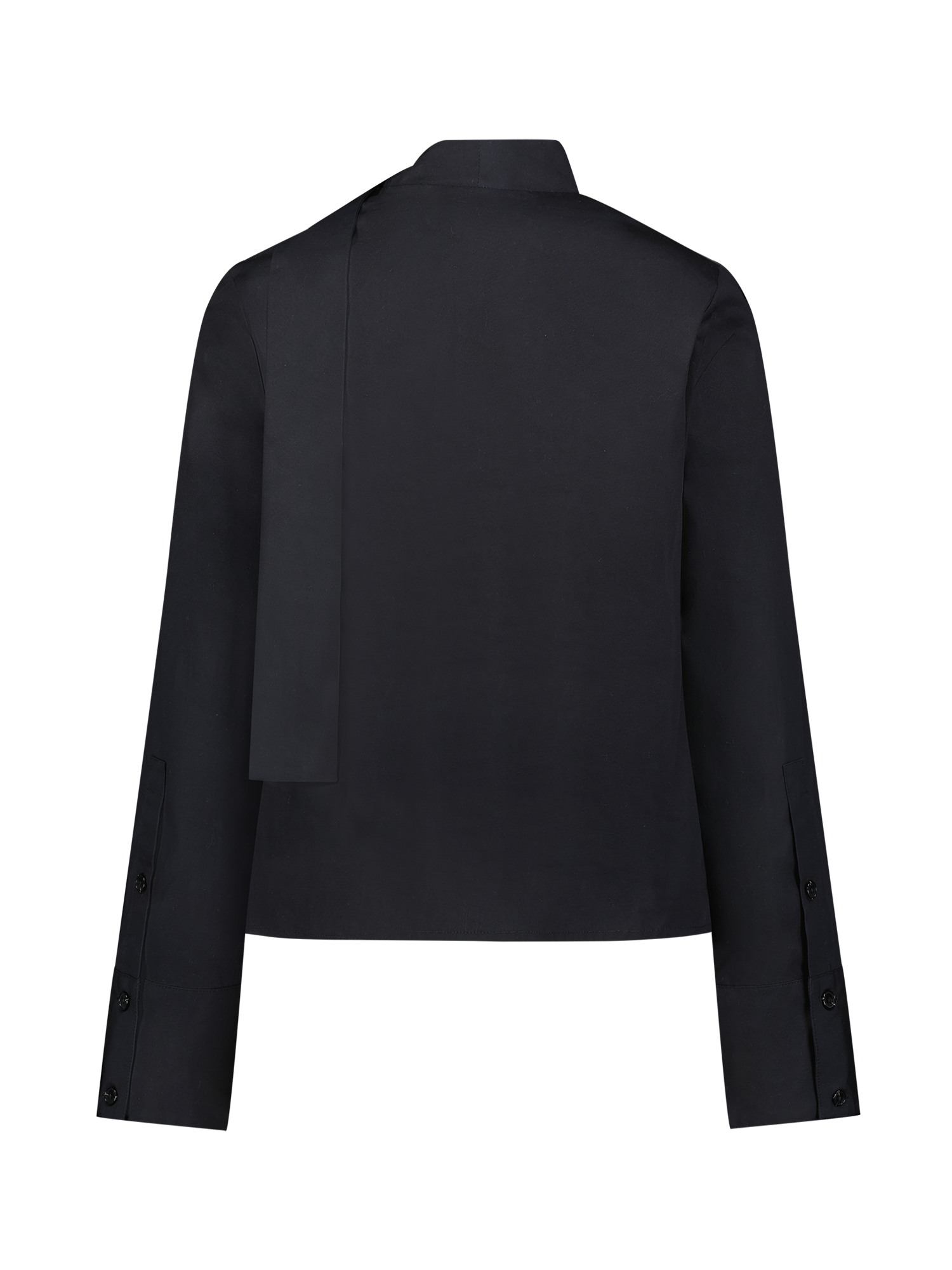 Scarf Black Poplin Long Sleeve Blouse