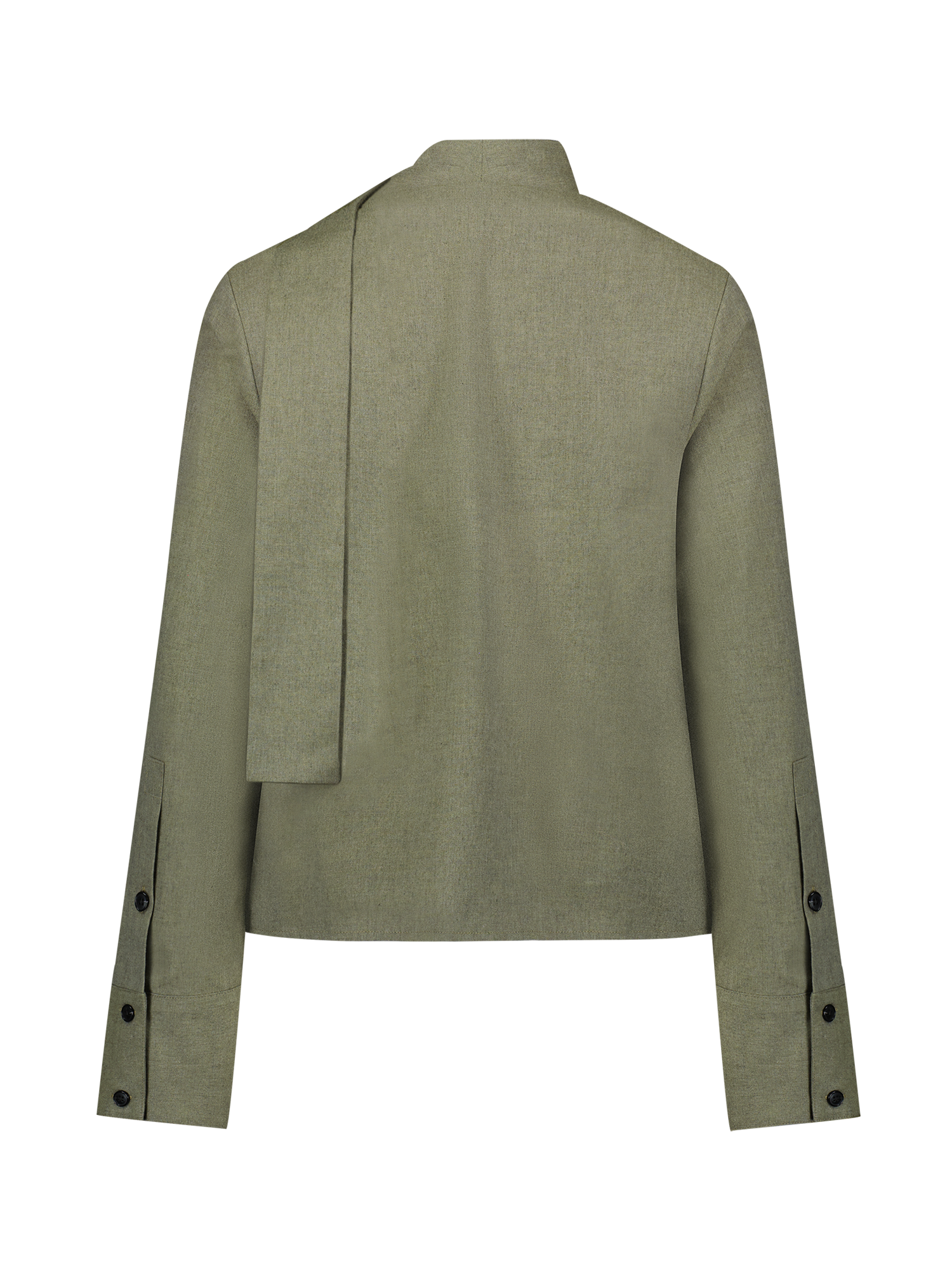 Scarf Sage Flannel Long Sleeve Blouse