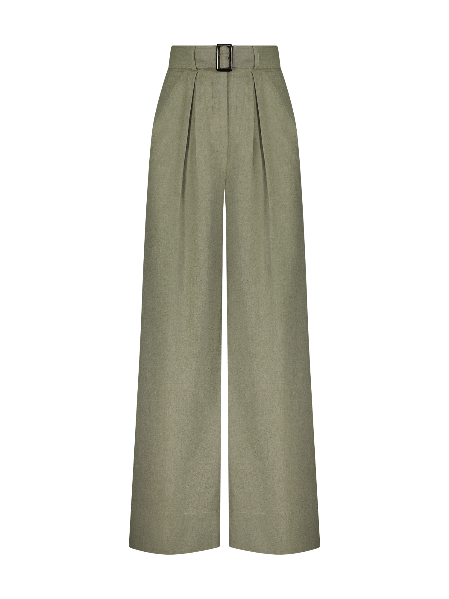 Wide Leg Pleated Sage Flannel Pant