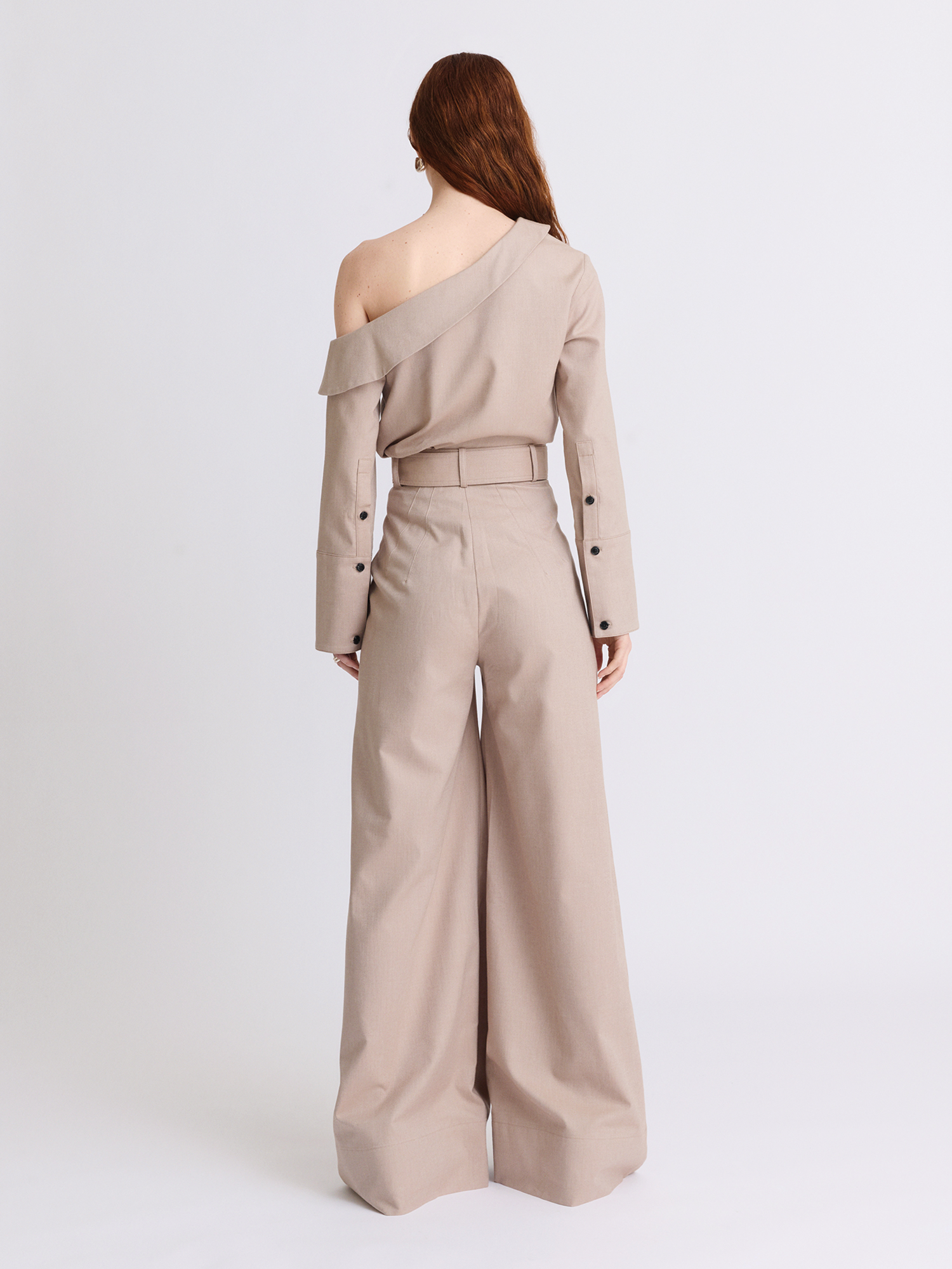 Wide Leg Pleated Camel Flannel Pant