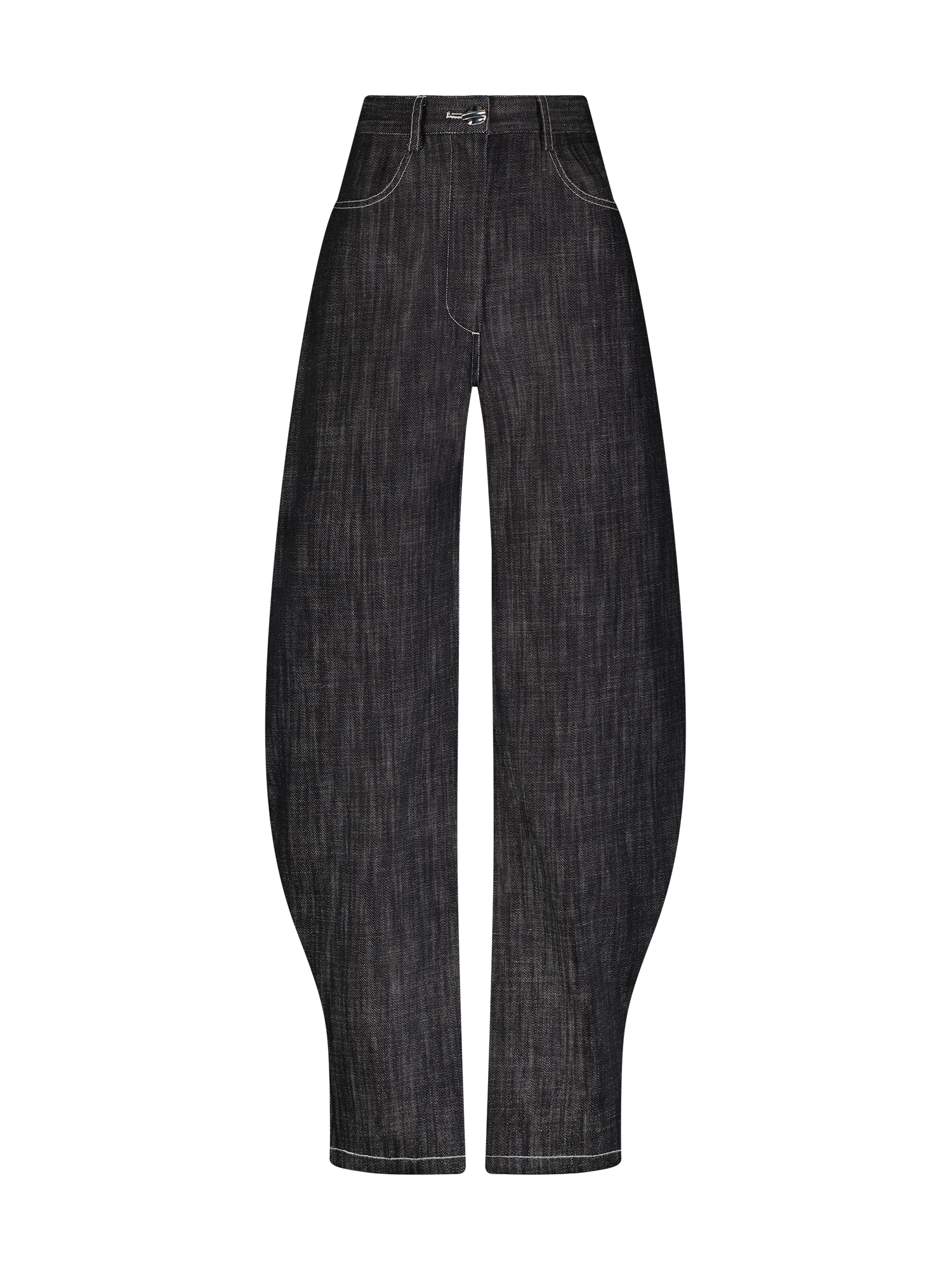High-Waist Barrel Black Denim Jeans