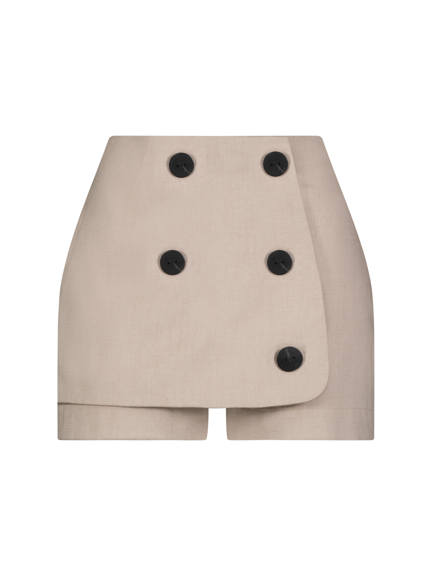 Double-Breasted Camel Flannel Skort