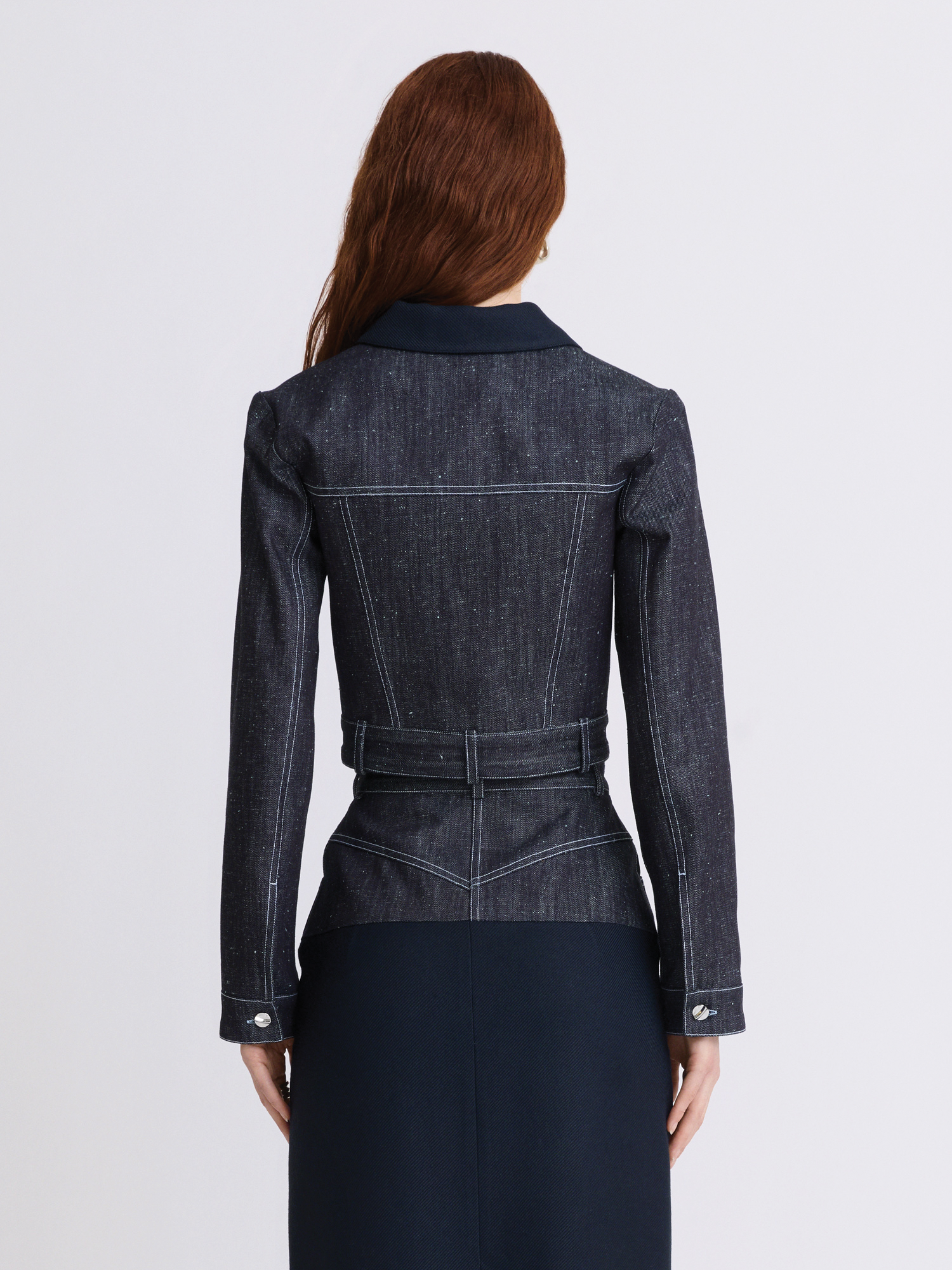 Seamed Bib Raw Denim Jacket