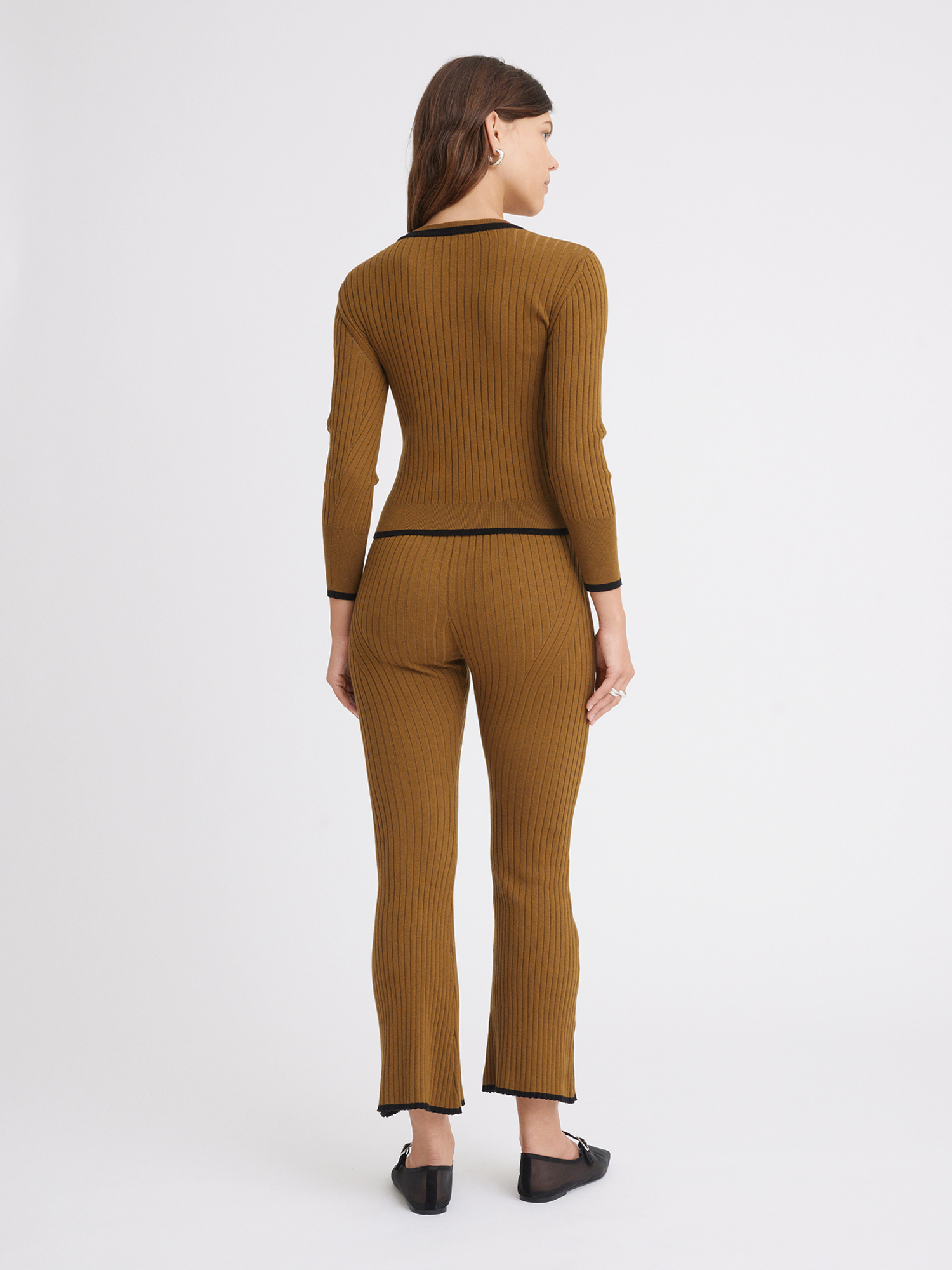 Rib Knit Olive Flare Pant