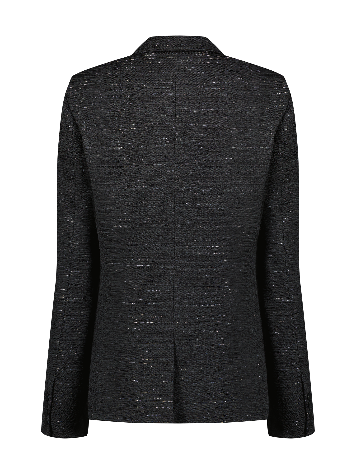 Oversized Double-Breasted Black Tweed Blazer