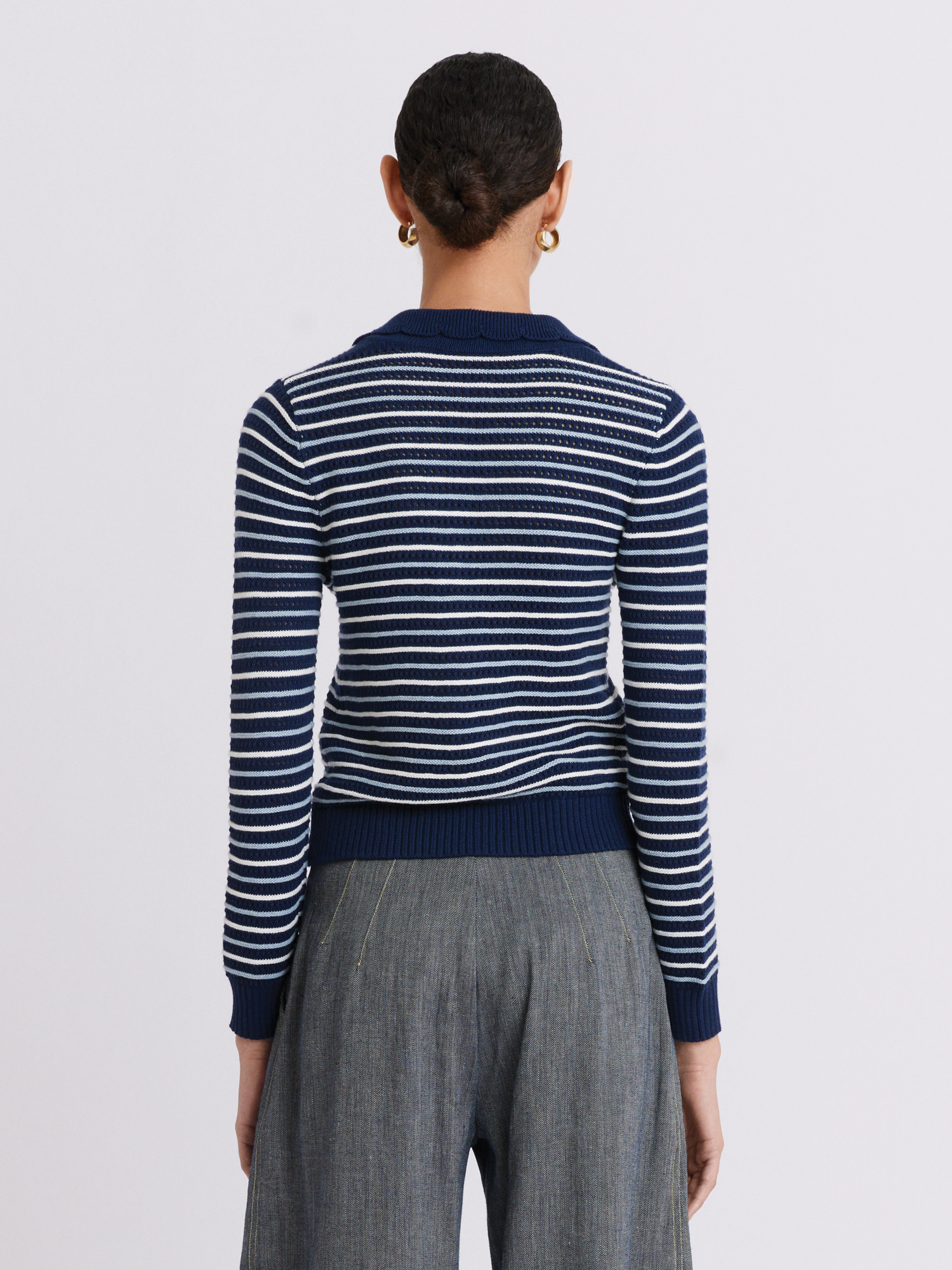 Striped Mesh Navy Cardigan