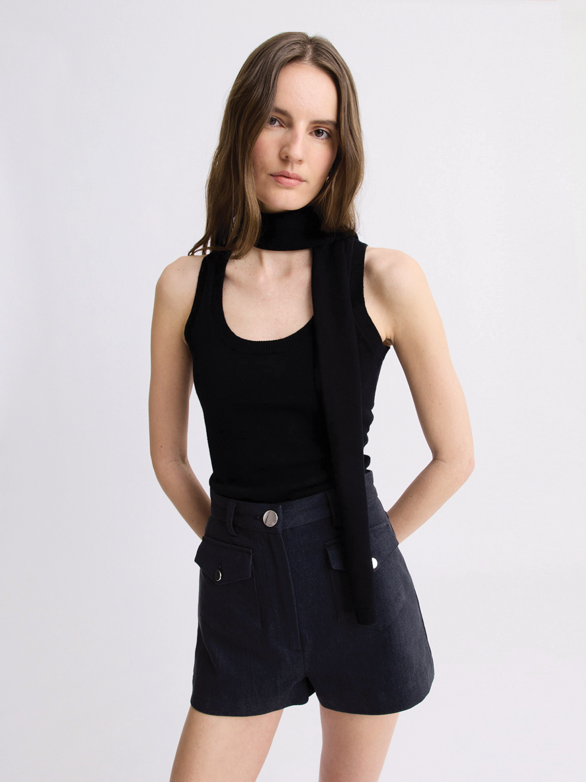 Scarf Black Tank Top