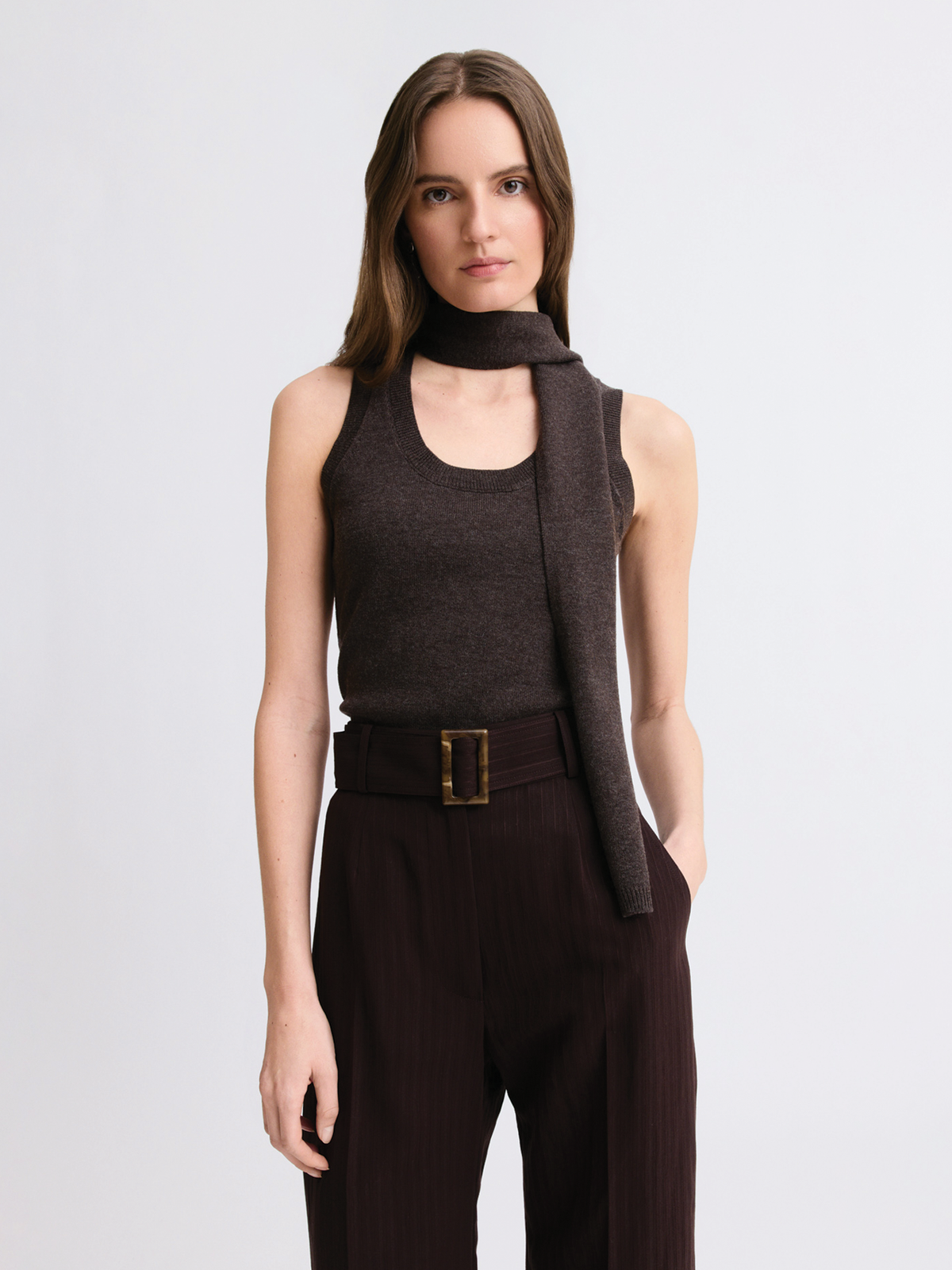 Scarf Brown Tank Top