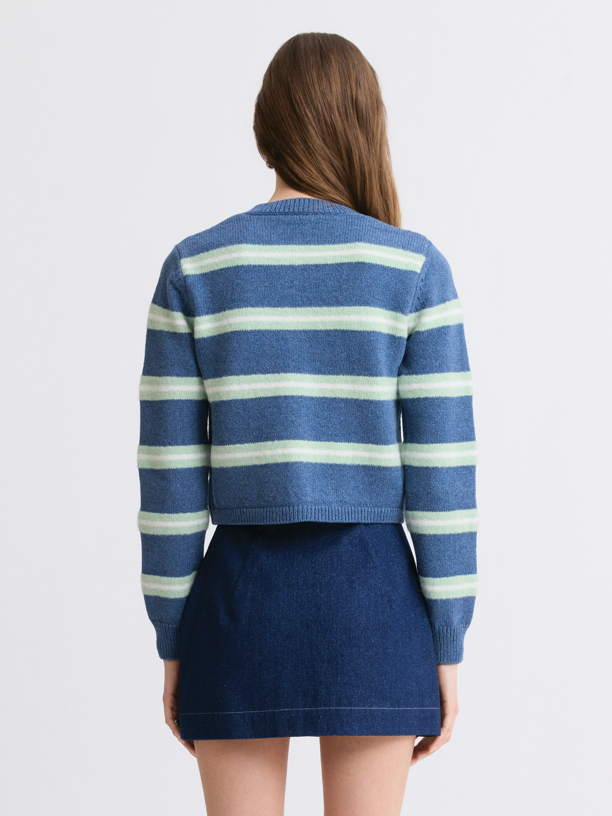 Mohair Striped Blue Cardigan