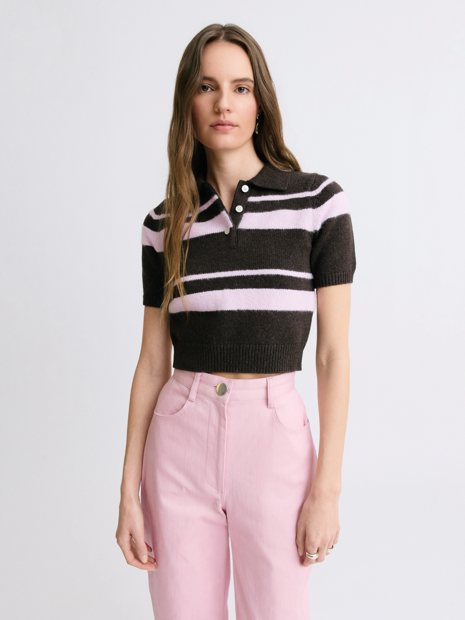 Mohair Striped Brown Polo