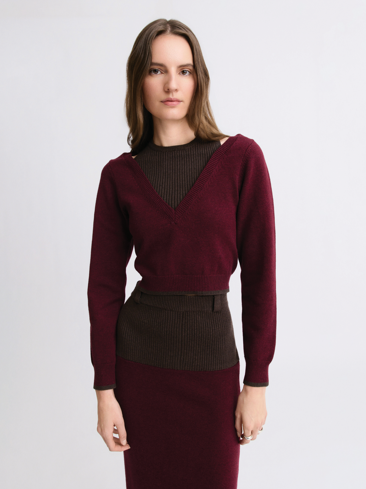 Colorblock Merlot Layered Tank Sweater