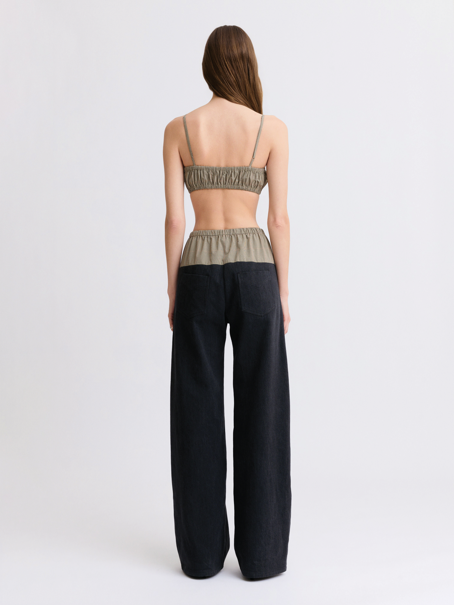 Drawstring Black Denim Combo Pant