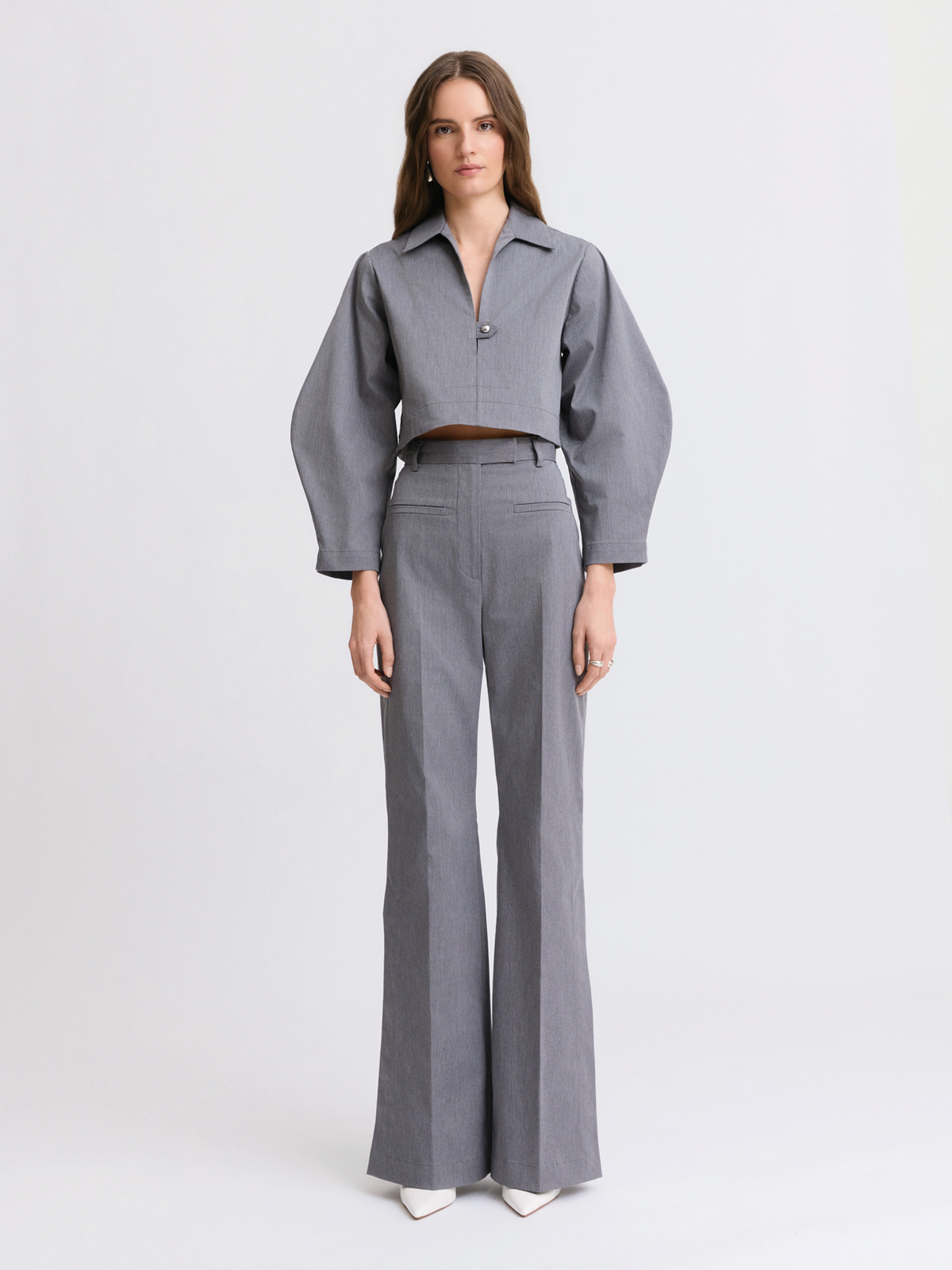 Side Slit Charcoal Bell Bottom Trouser