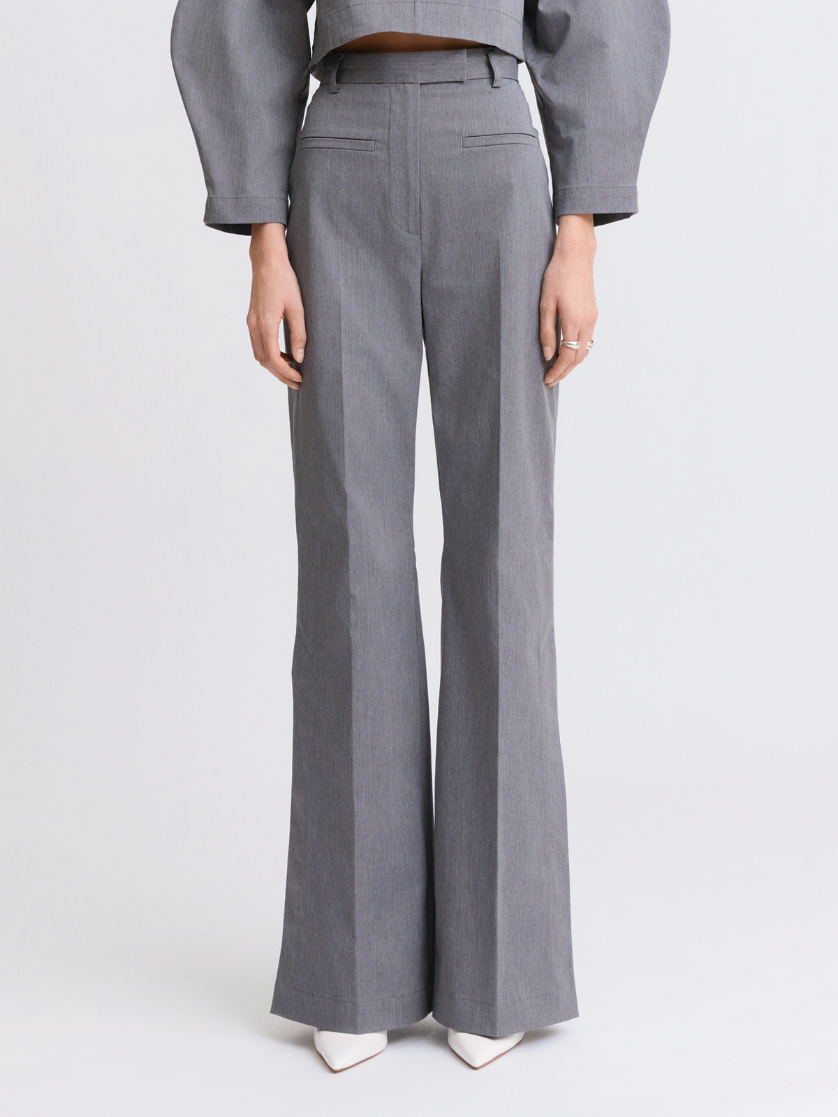 Side Slit Charcoal Bell Bottom Trouser