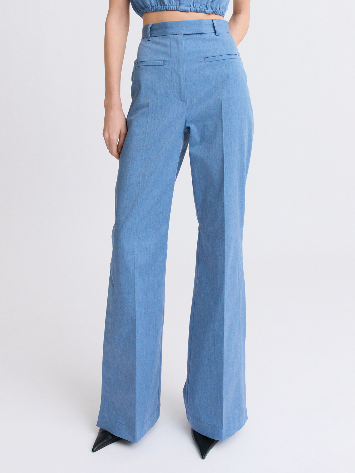 Side Slit Blue Bell Bottom Trouser