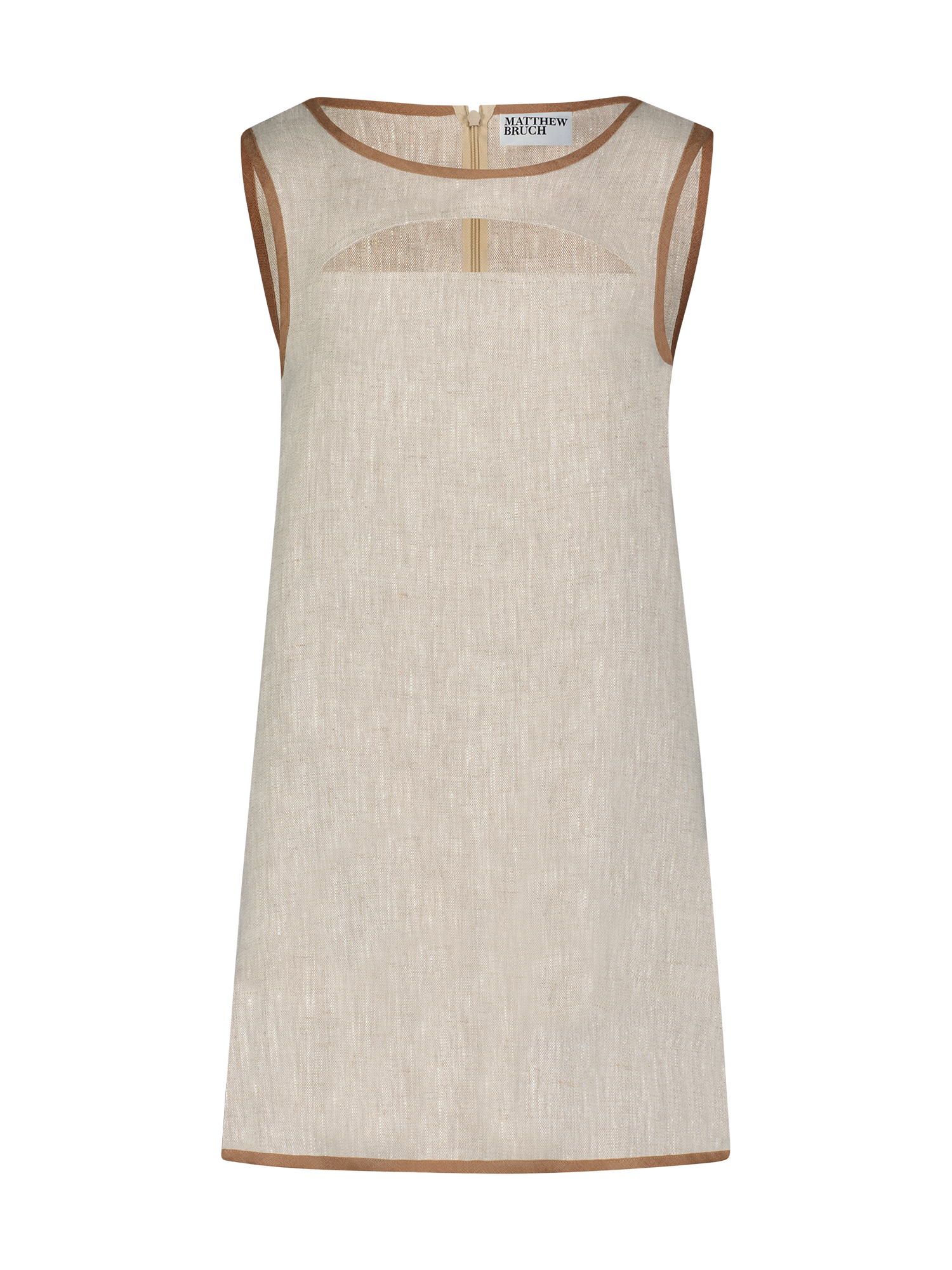 Cutout Oatmeal Linen Mini Dress