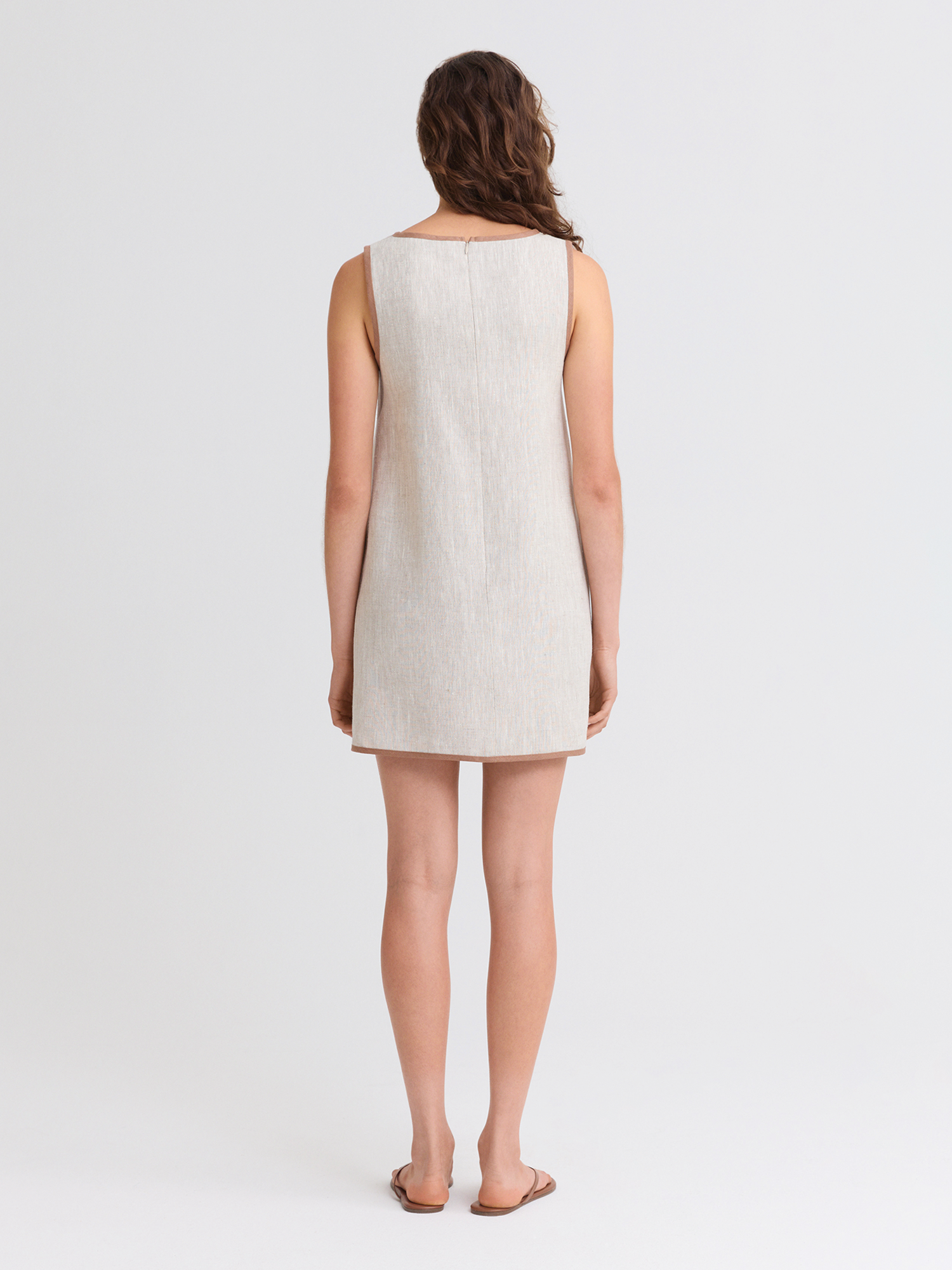 Cutout Oatmeal Linen Mini Dress