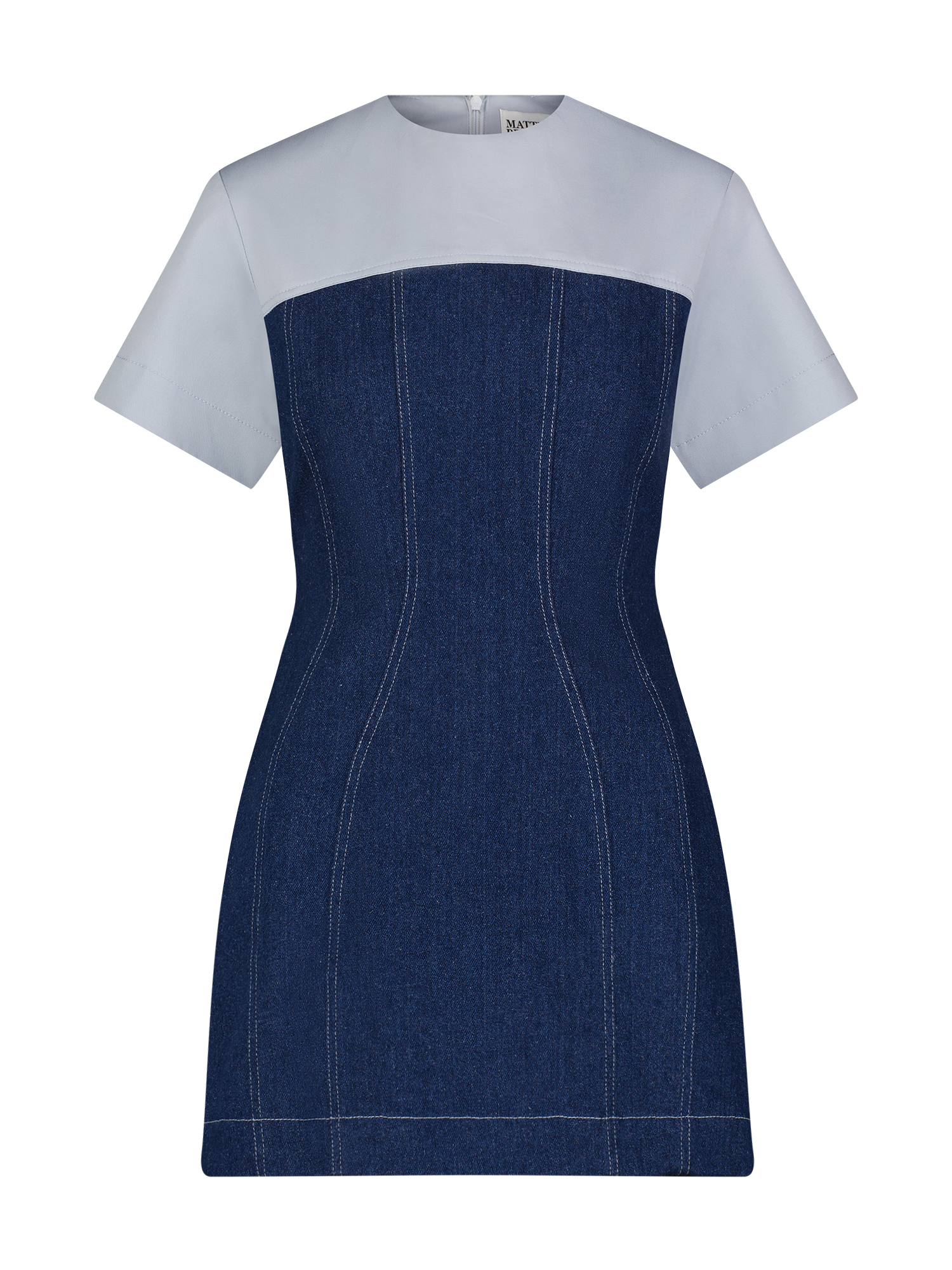 Medium Wash Denim Combo Mini Dress