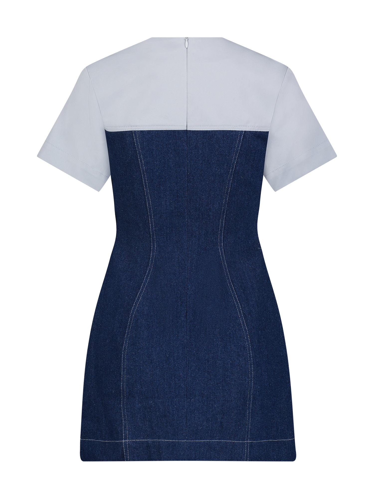 Medium Wash Denim Combo Mini Dress