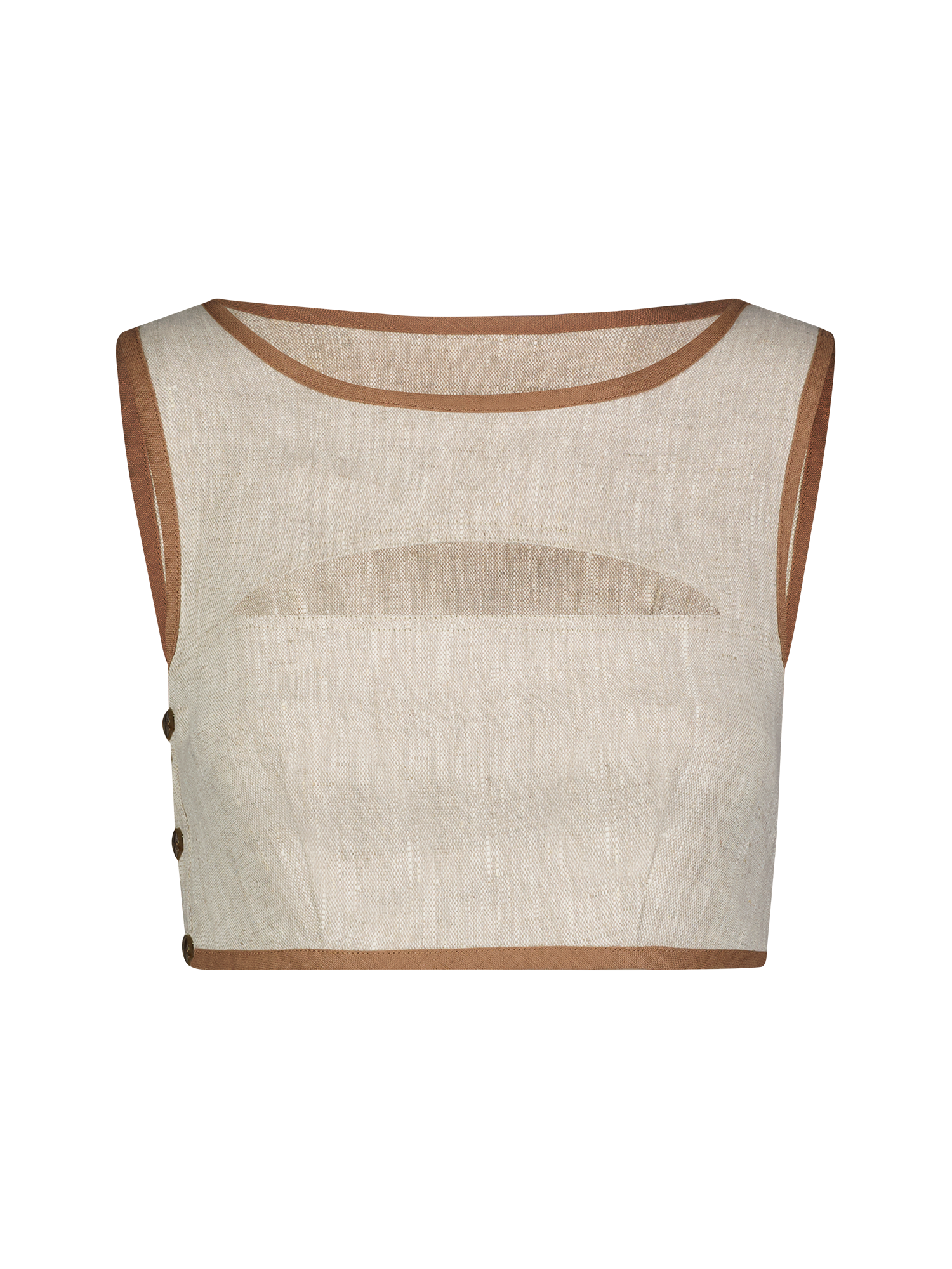 Cutout Oatmeal Linen Crop Top