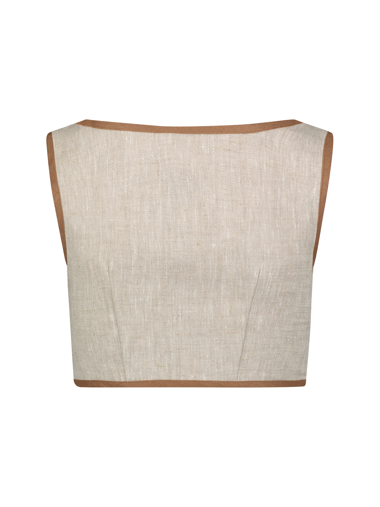 Cutout Oatmeal Linen Crop Top