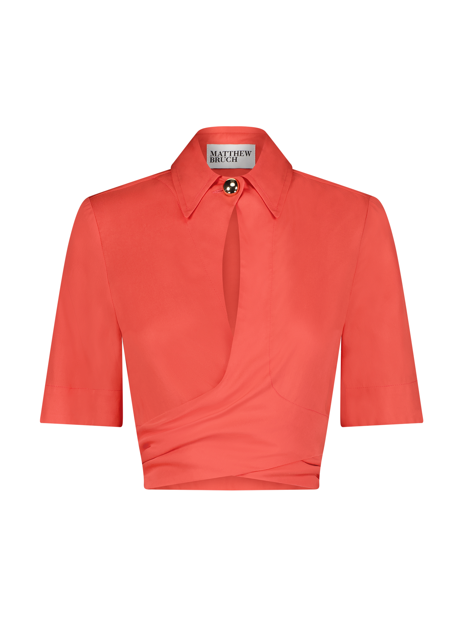 Collared Persimmon Lyocell Wrap Top