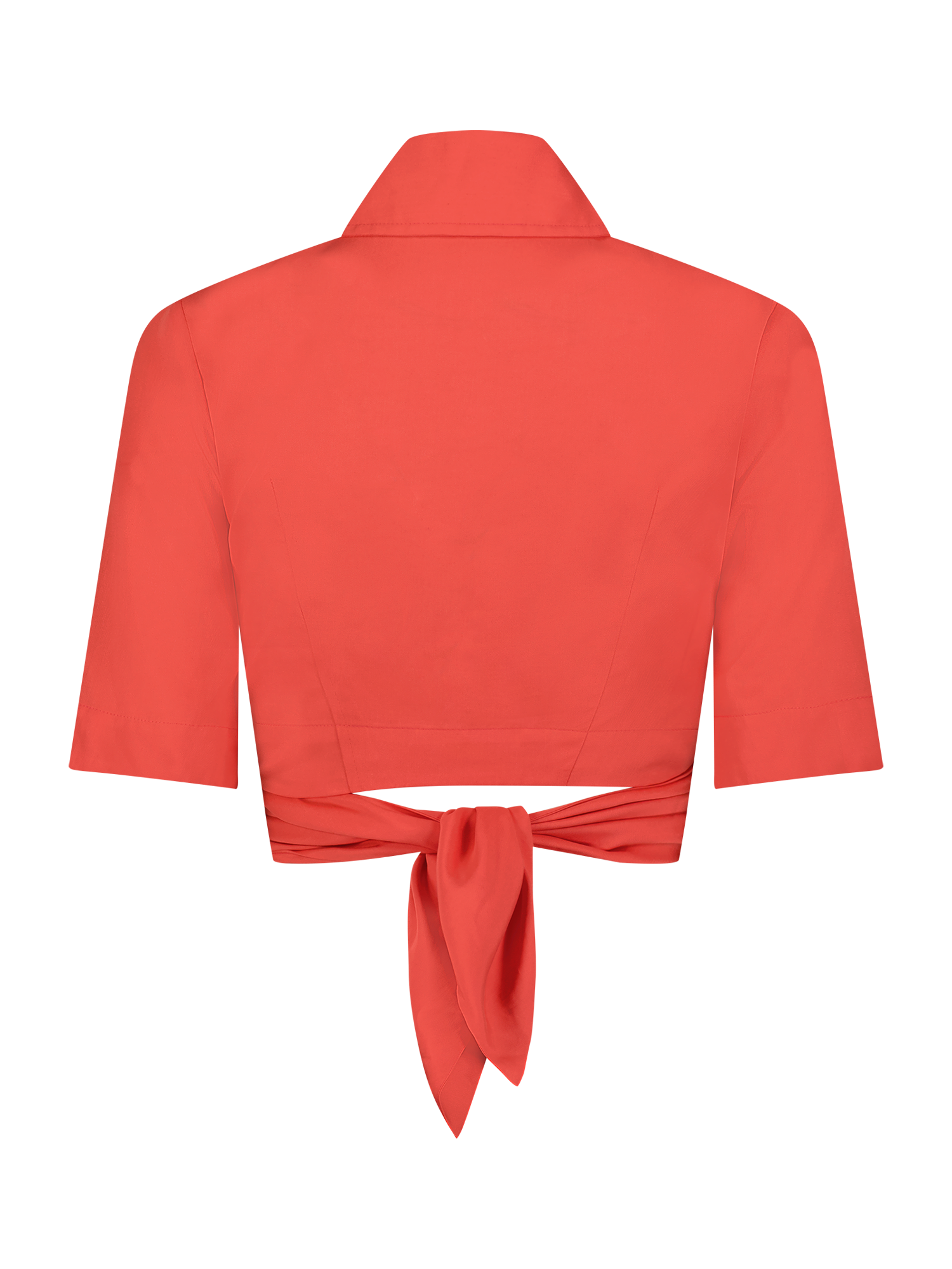 Collared Persimmon Lyocell Wrap Top