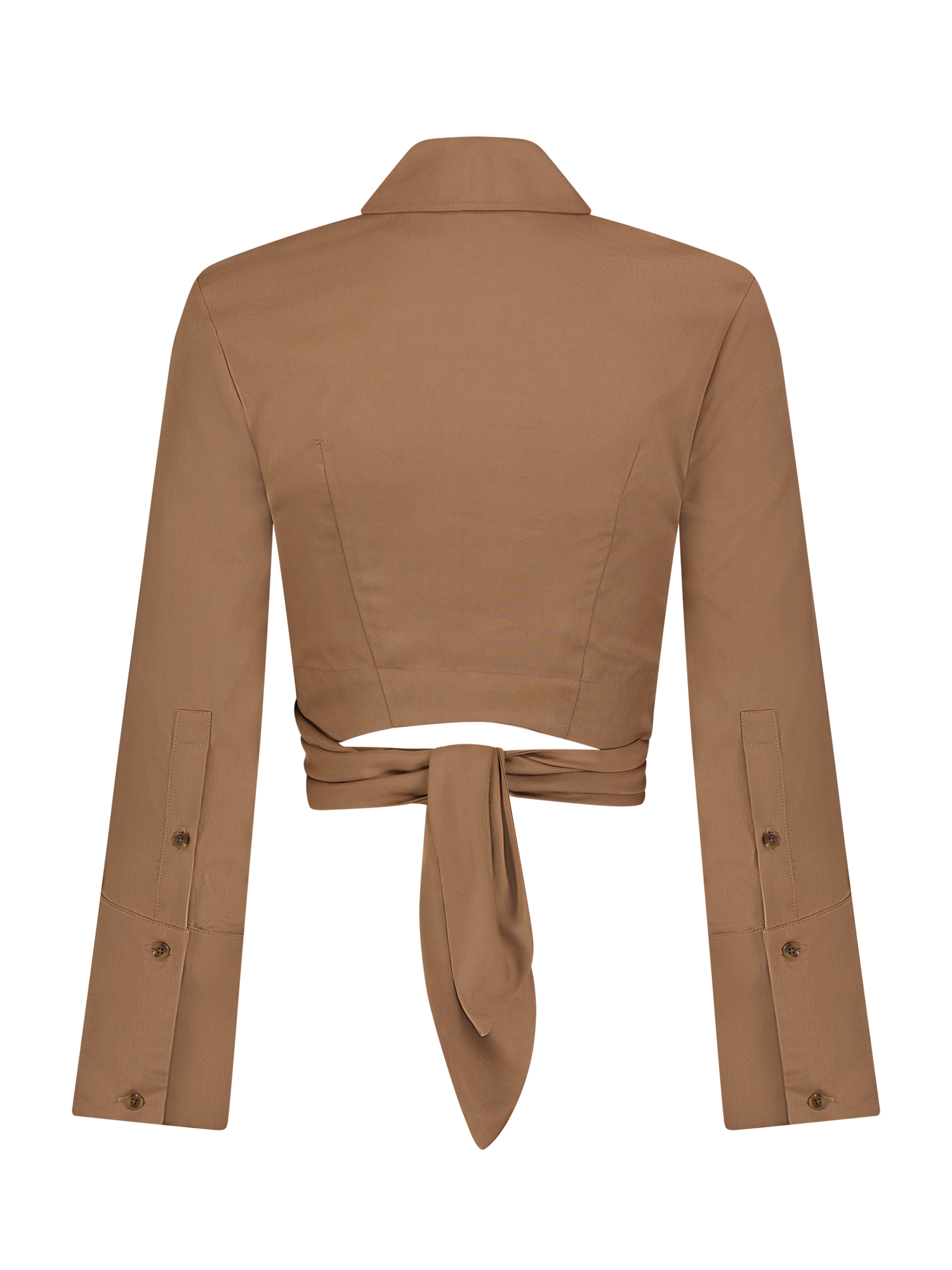 Collared Mocha Lyocell Long Sleeve Wrap Top