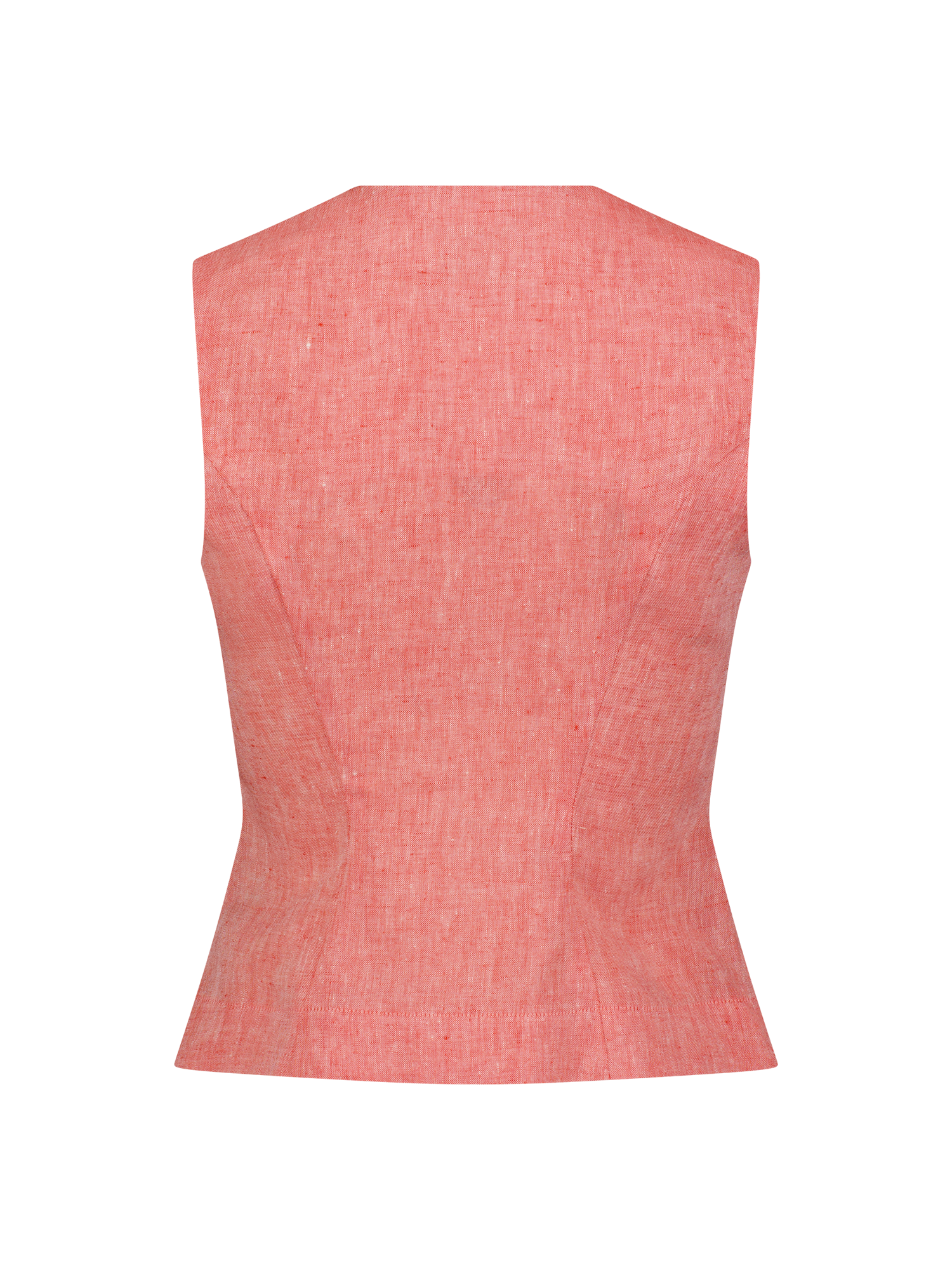 Double Breasted Red Melange Linen Vest
