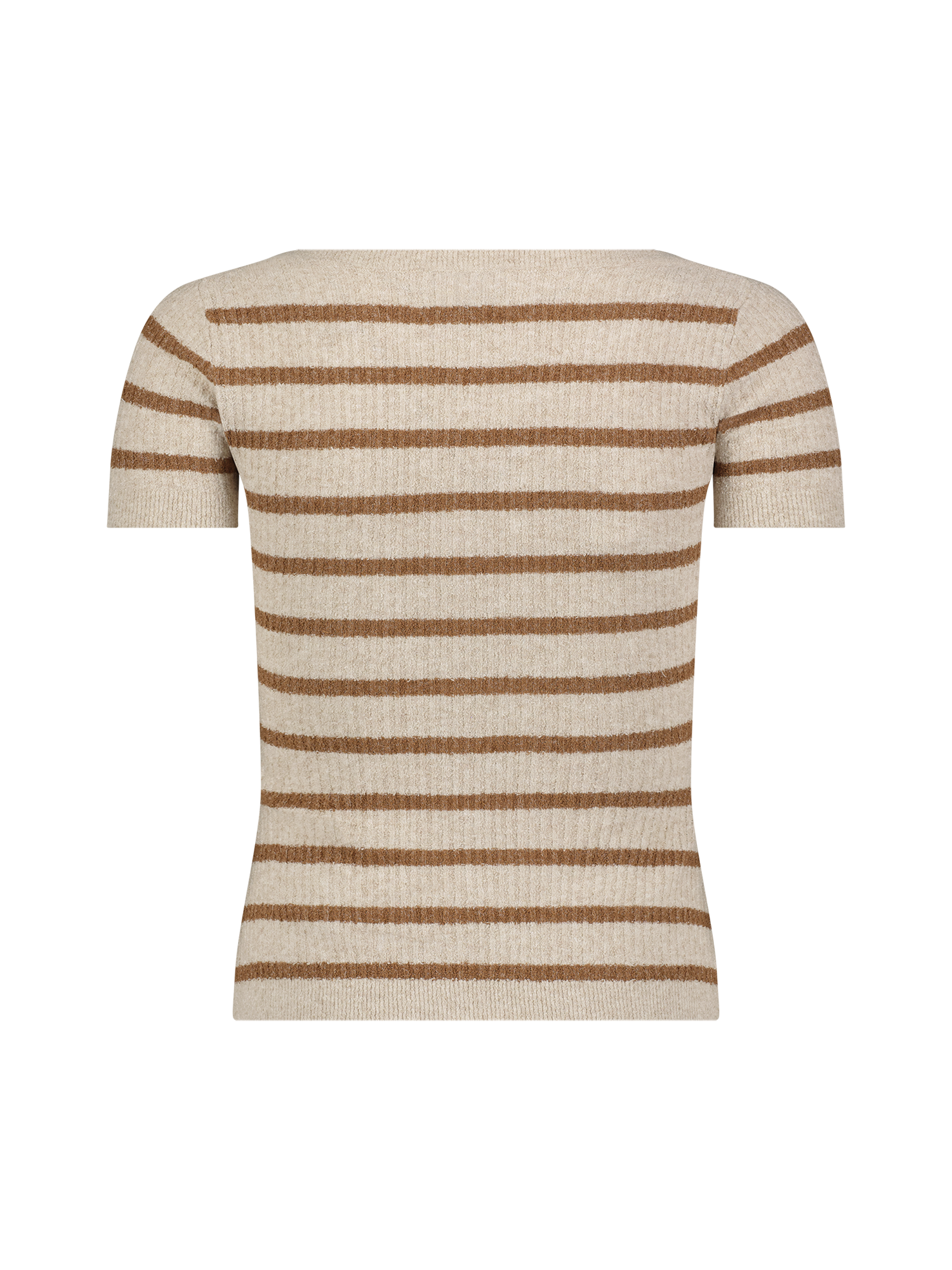 Terry Oatmeal Striped Short Sleeve Cardigan