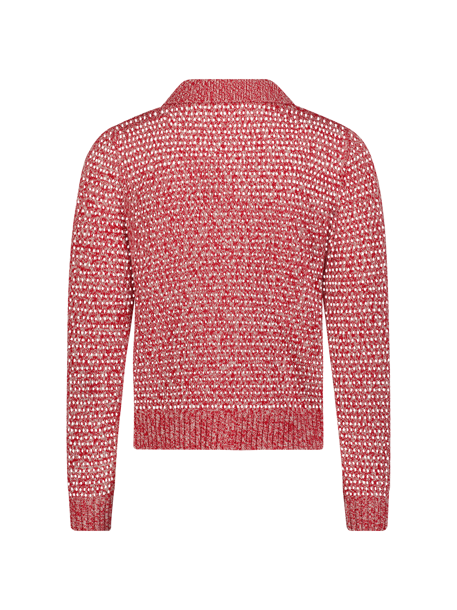 Cable Mesh Red Melange Cardigan