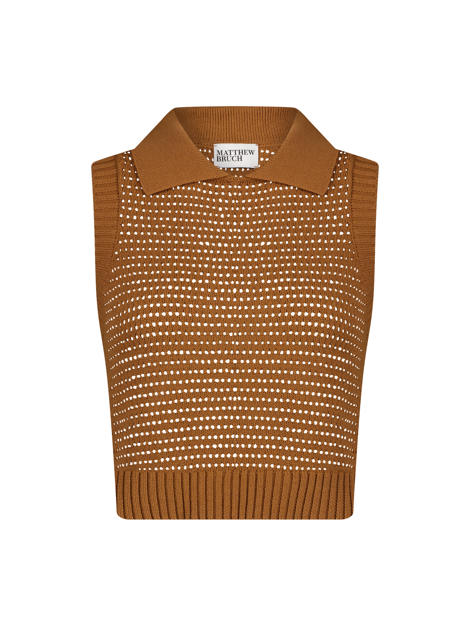 Cable Mesh Mocha Collared Tank Top