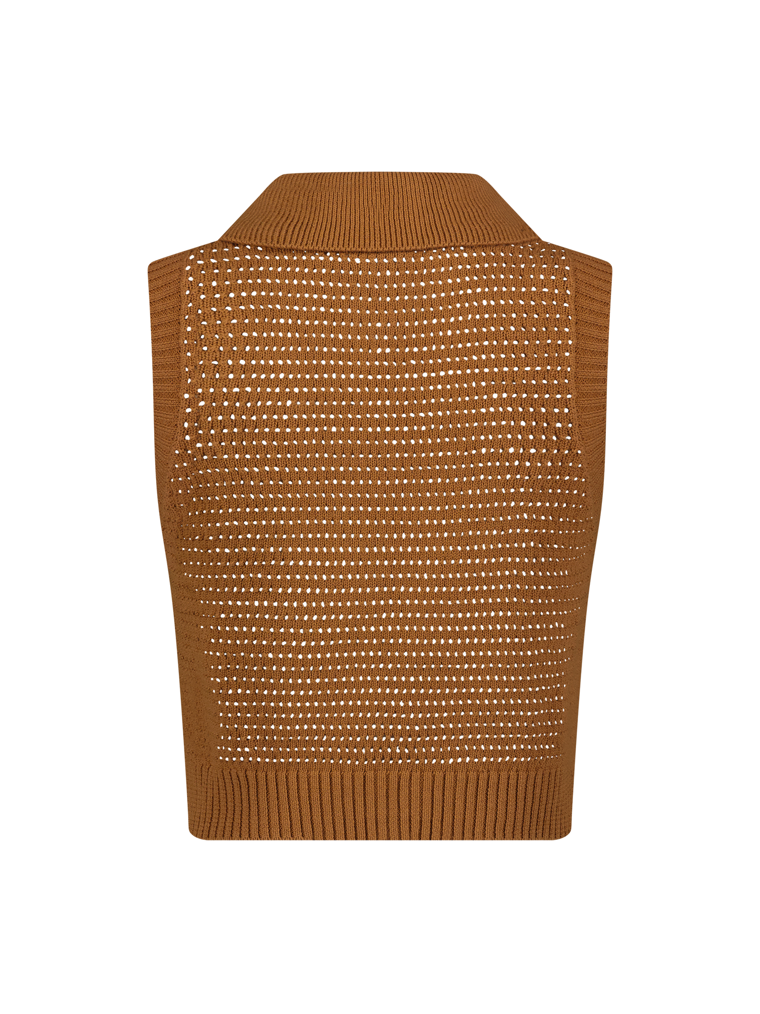 Cable Mesh Mocha Collared Tank Top
