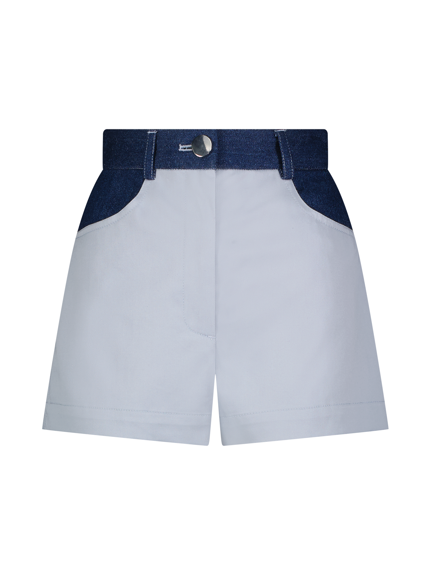 High-Waist Medium Wash Denim Combo Hot Short