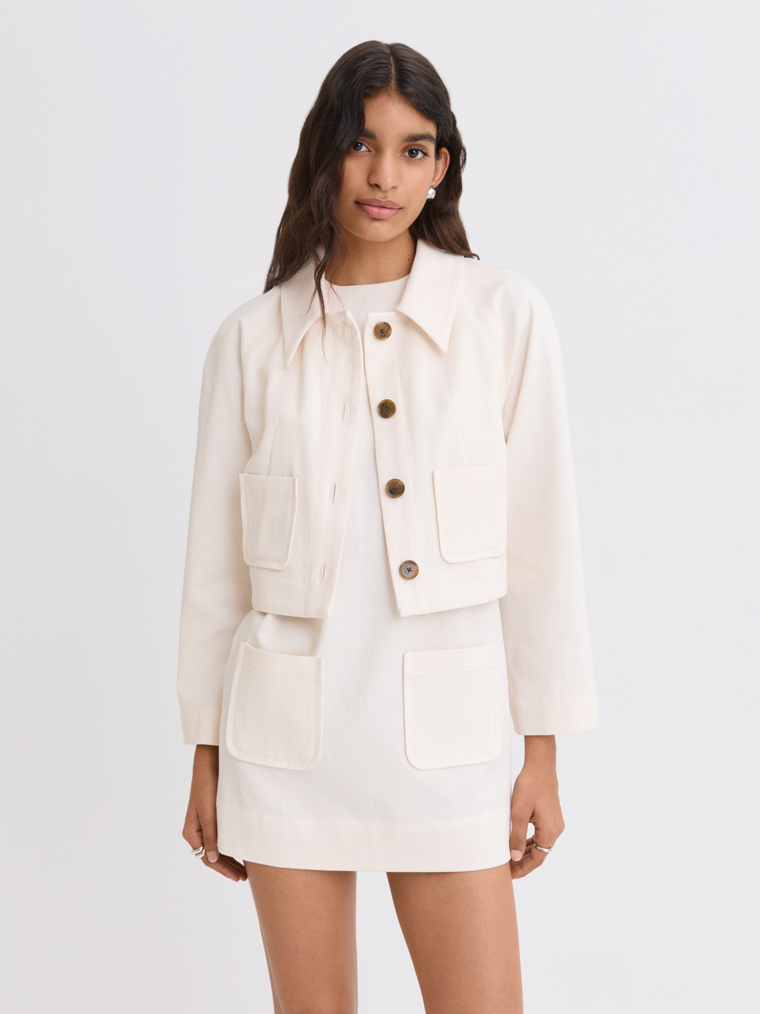 Raglan Sleeve Cream Cotton Barn Jacket