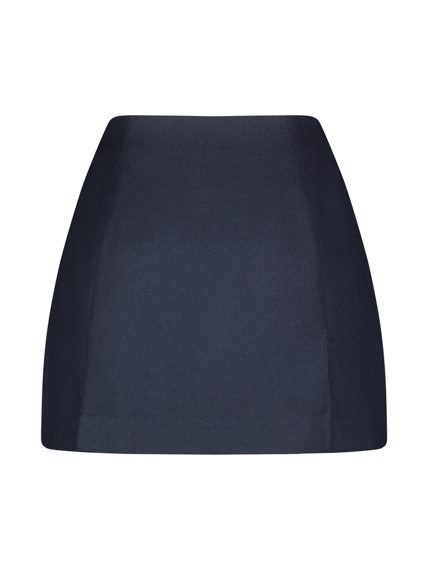 Button Kick Pleat Navy Wool Twill Mini Skirt