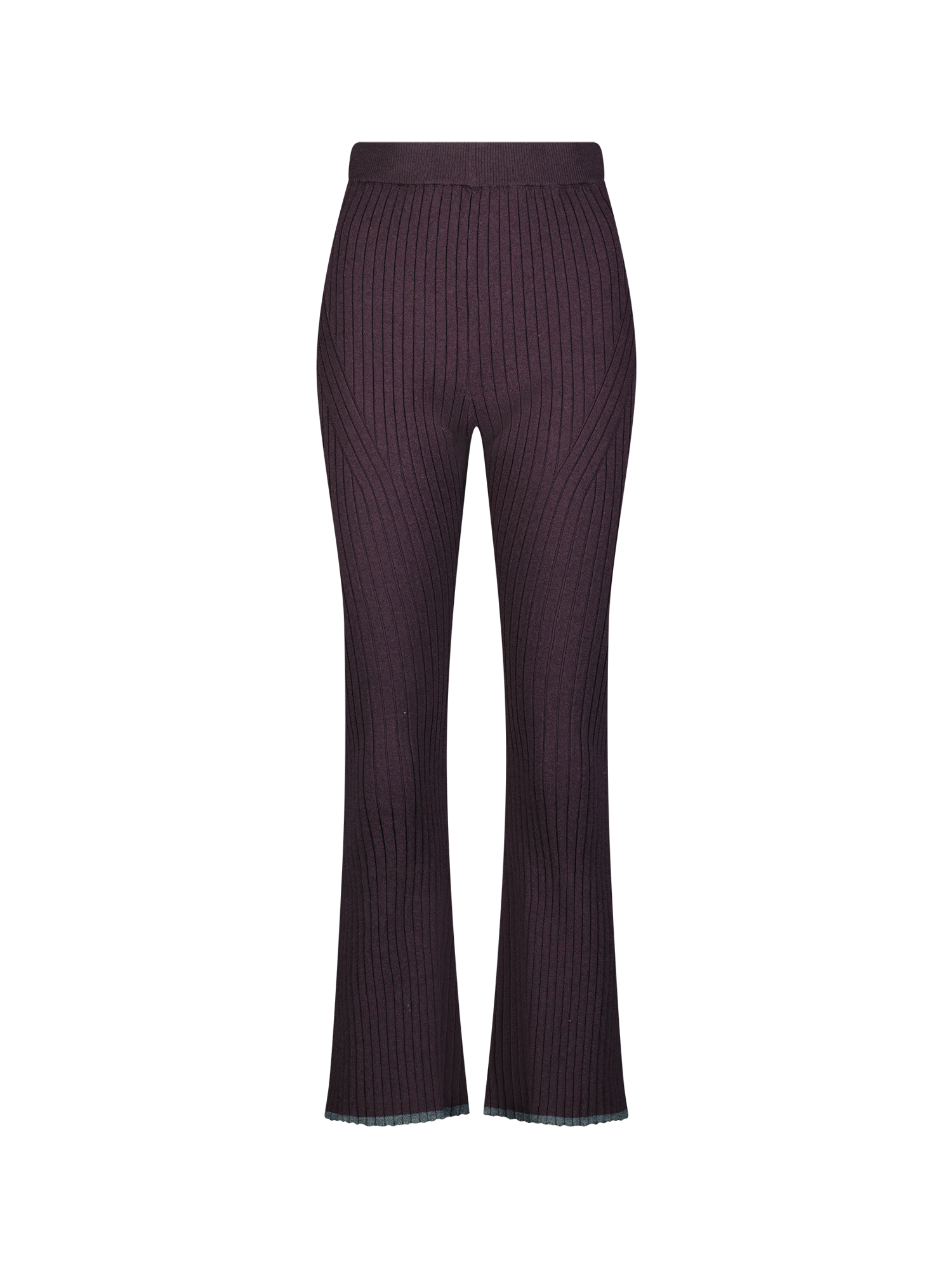 Rib Knit Eggplant Flare Pant