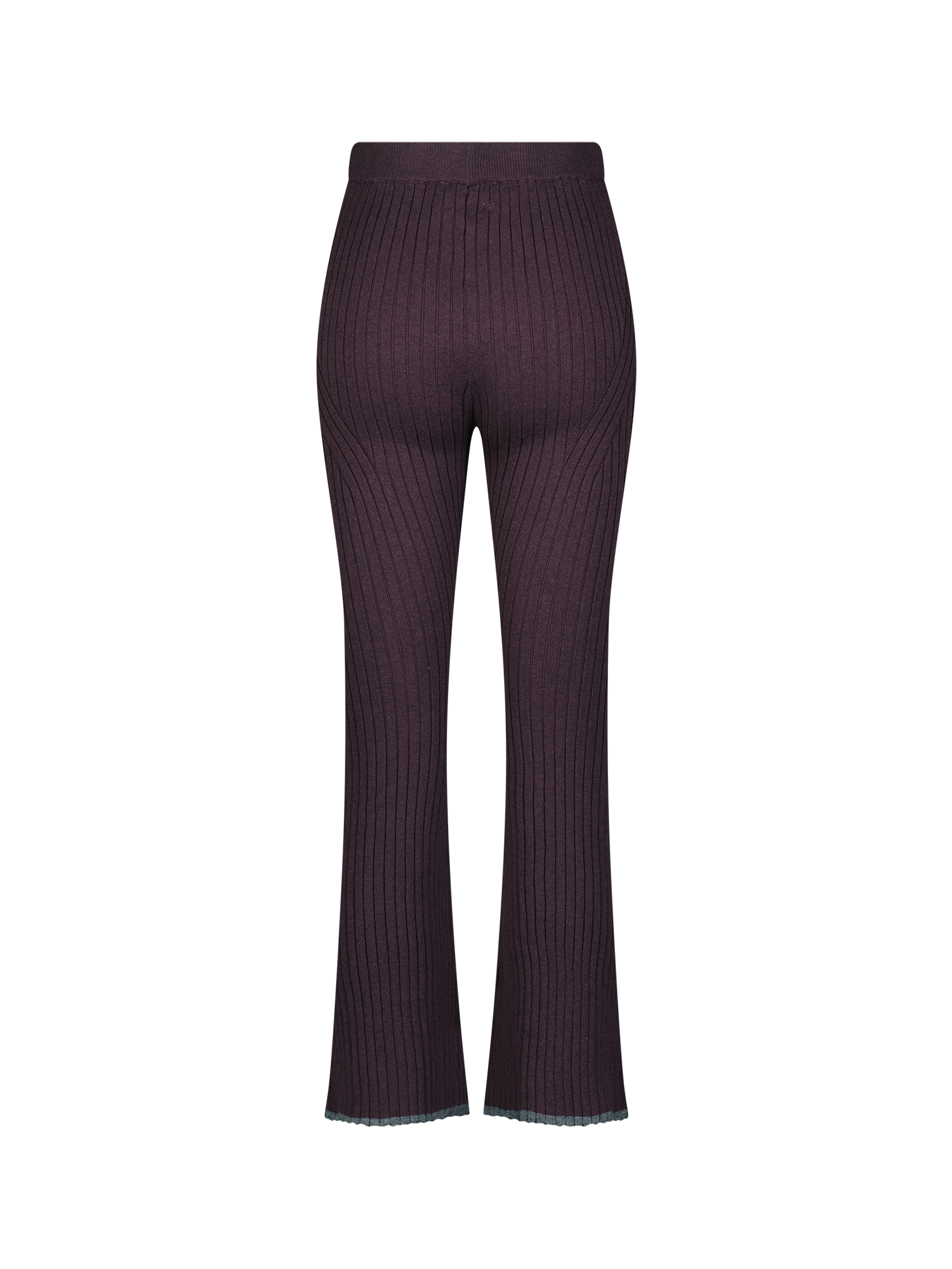 Rib Knit Eggplant Flare Pant