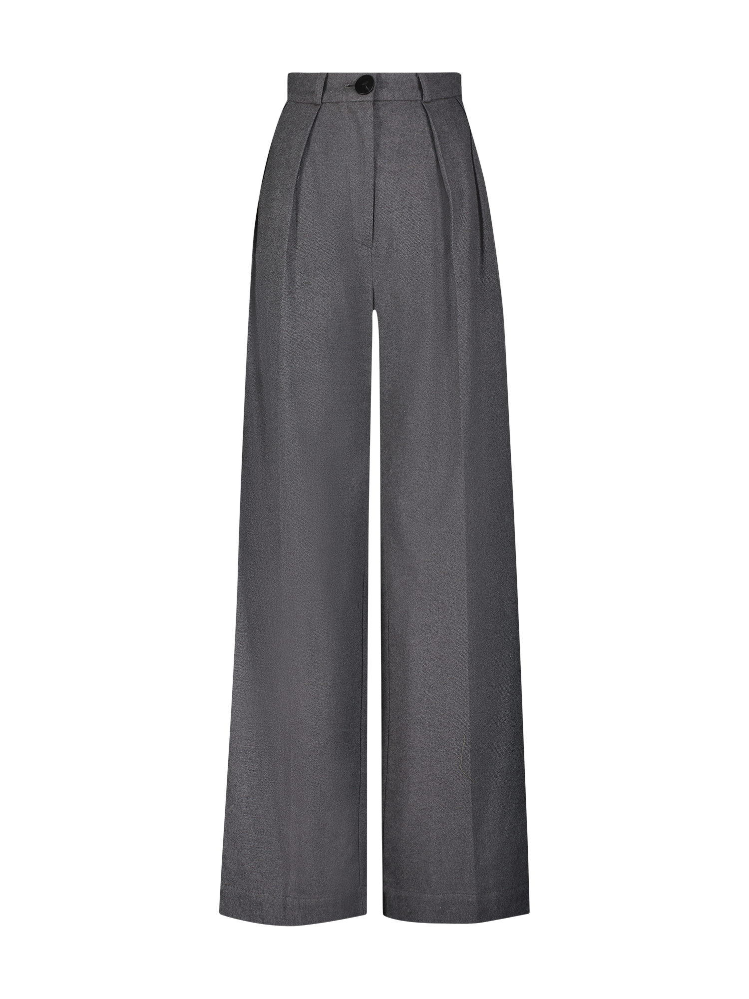 Button Pleated Charcoal Flannel Trouser