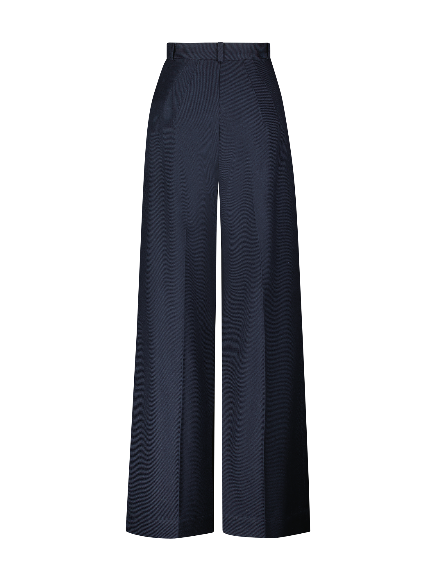 Button Pleated Navy Wool Twill Trouser